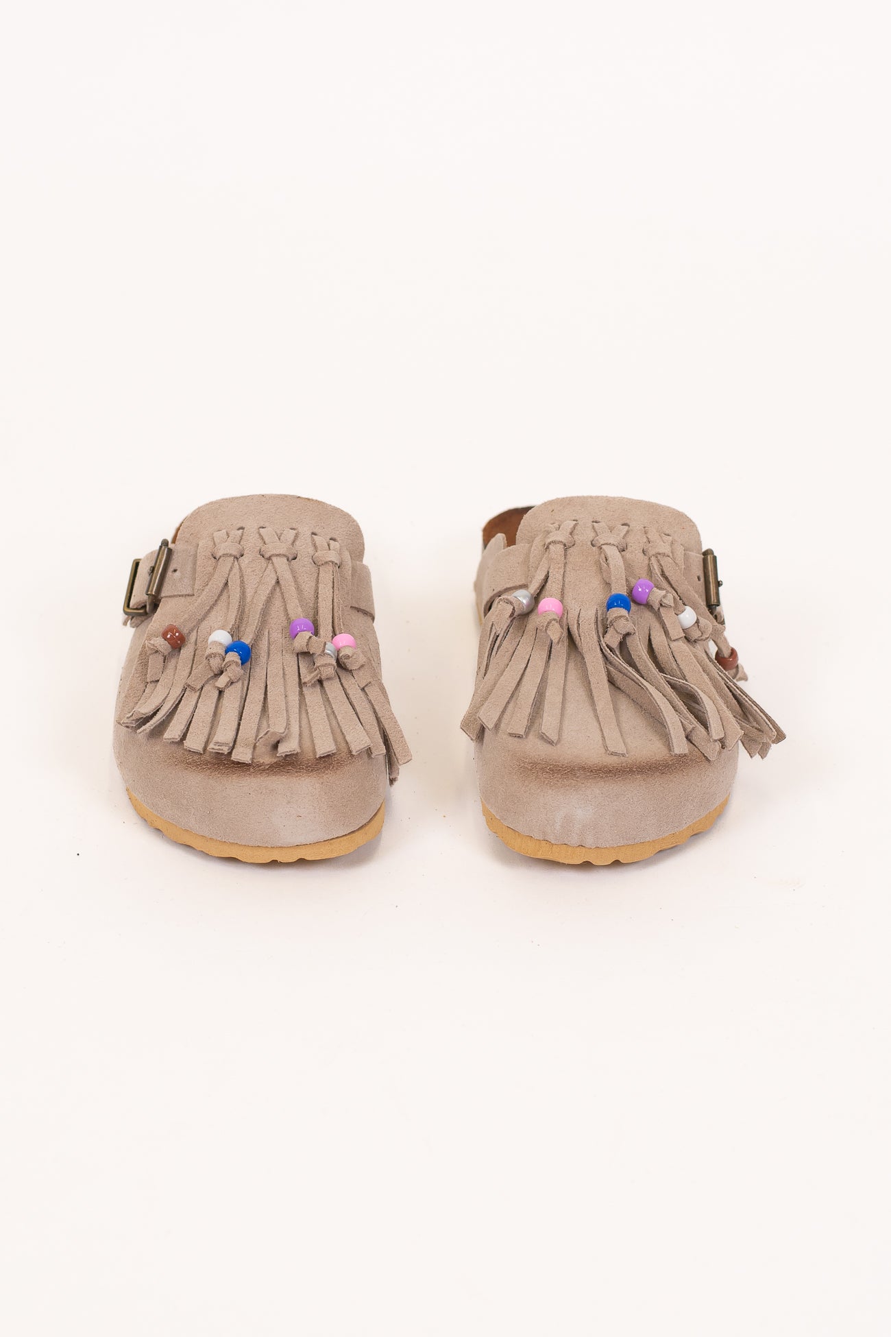 Ovyé - Mules in suede con frange e perline