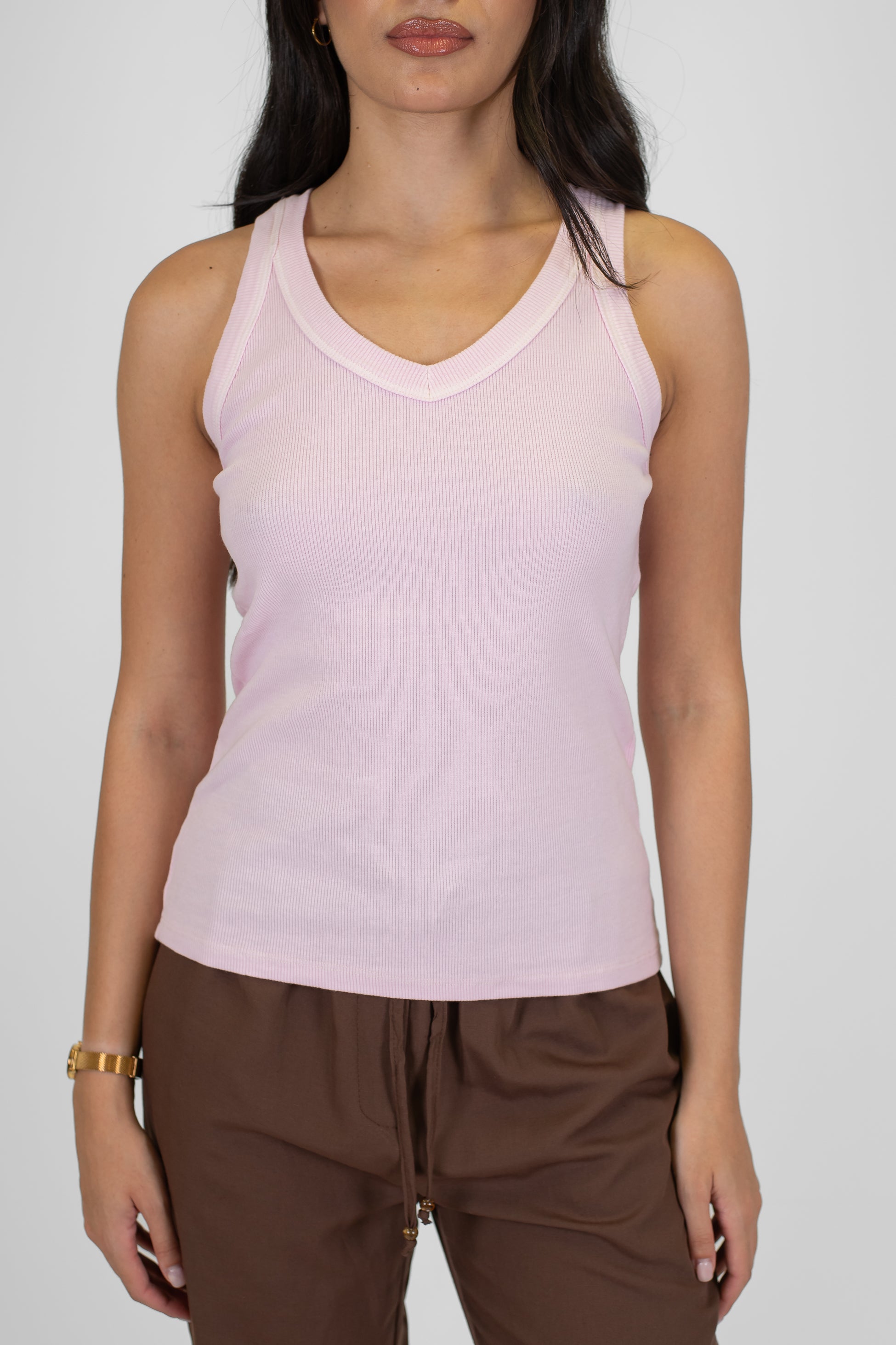 Tensione in - Canotta a costine in cotone