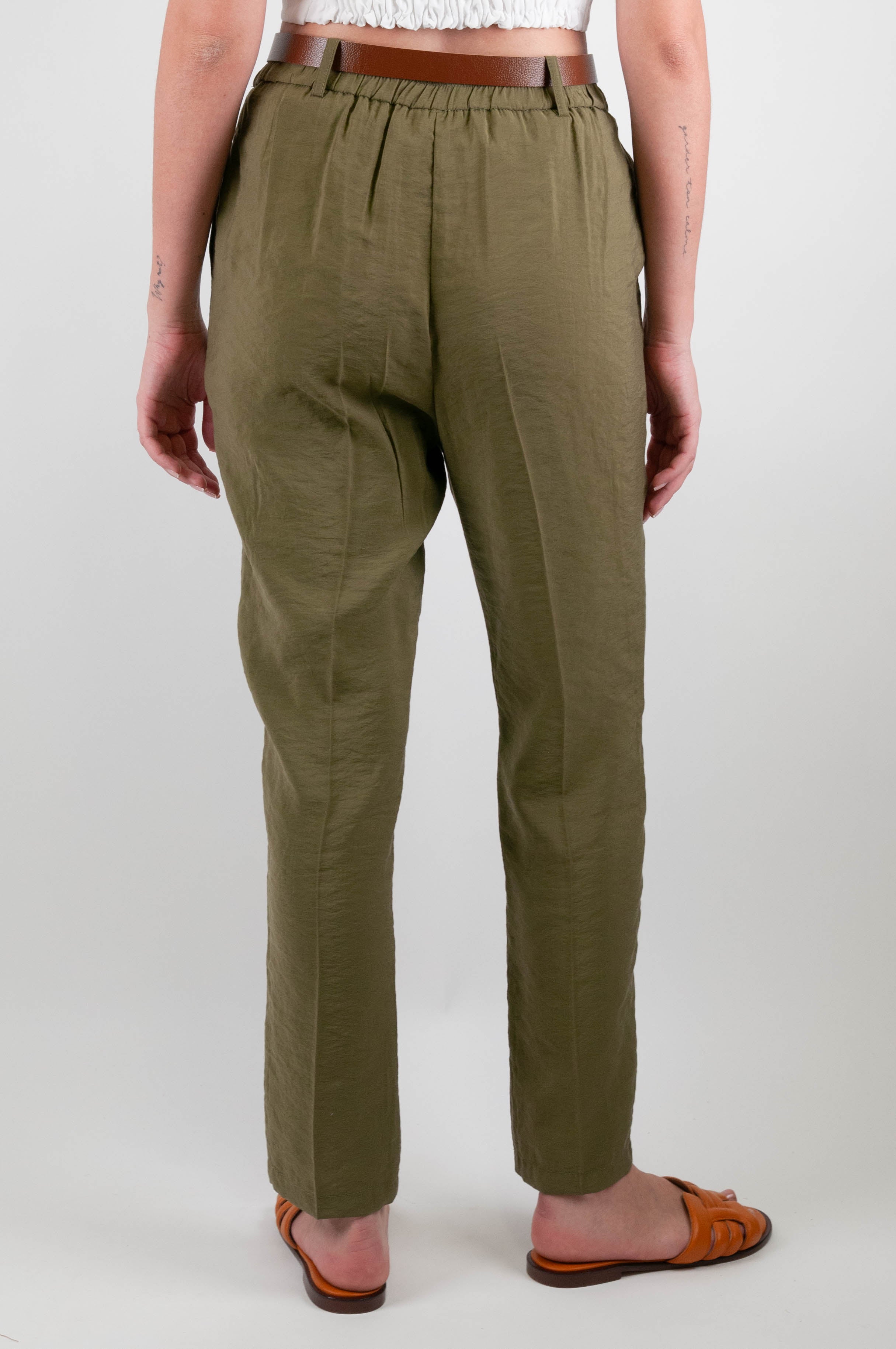 Haveone - Pantalone slim in modal con elastico sul retro