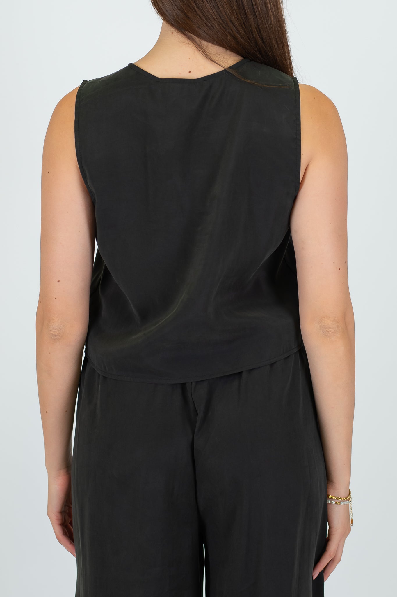 Haveone - Coordinato Gilet con lacci e pantalone palazzo in cupro