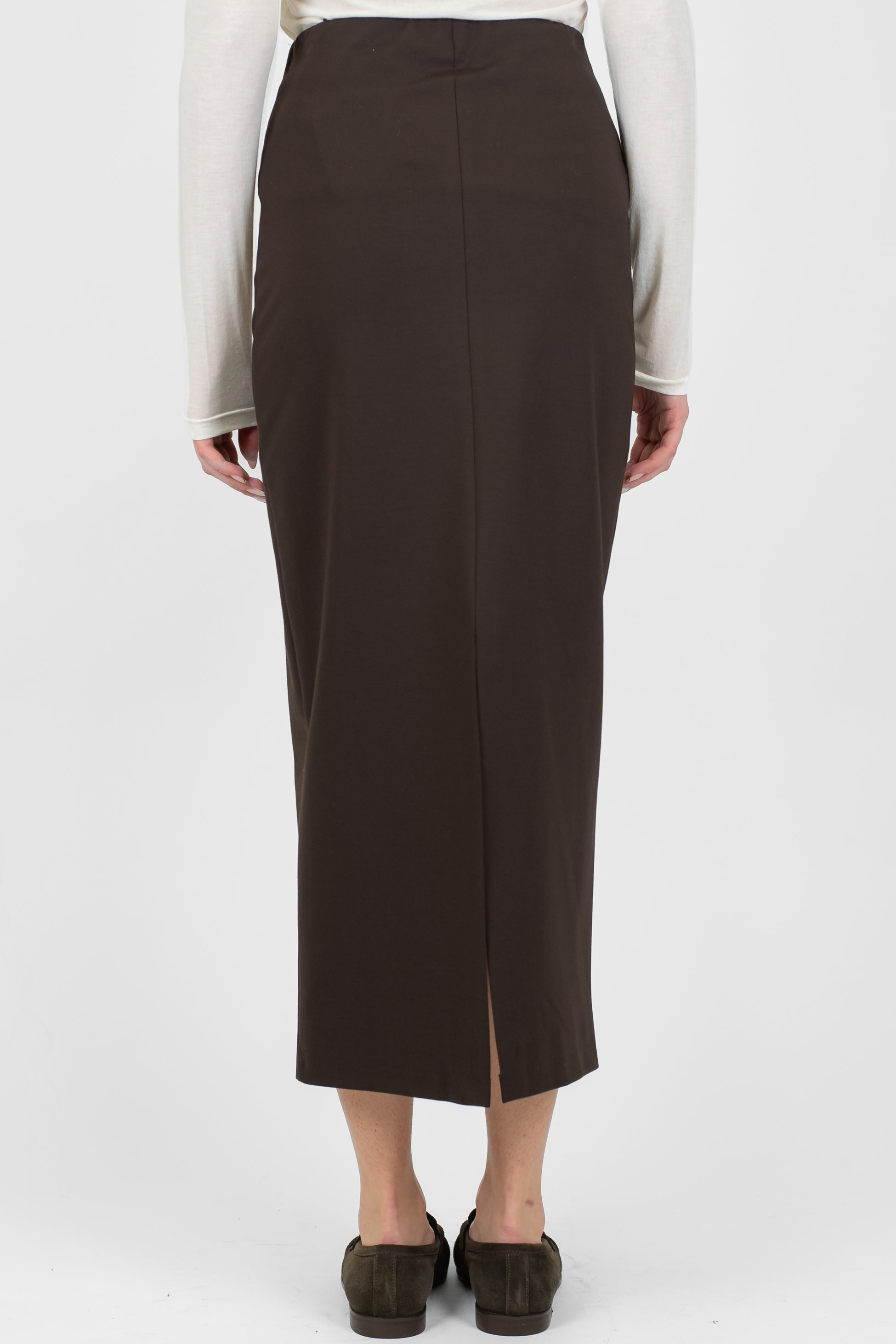 Tensione in - Gonna tubino con spacco in punto milano