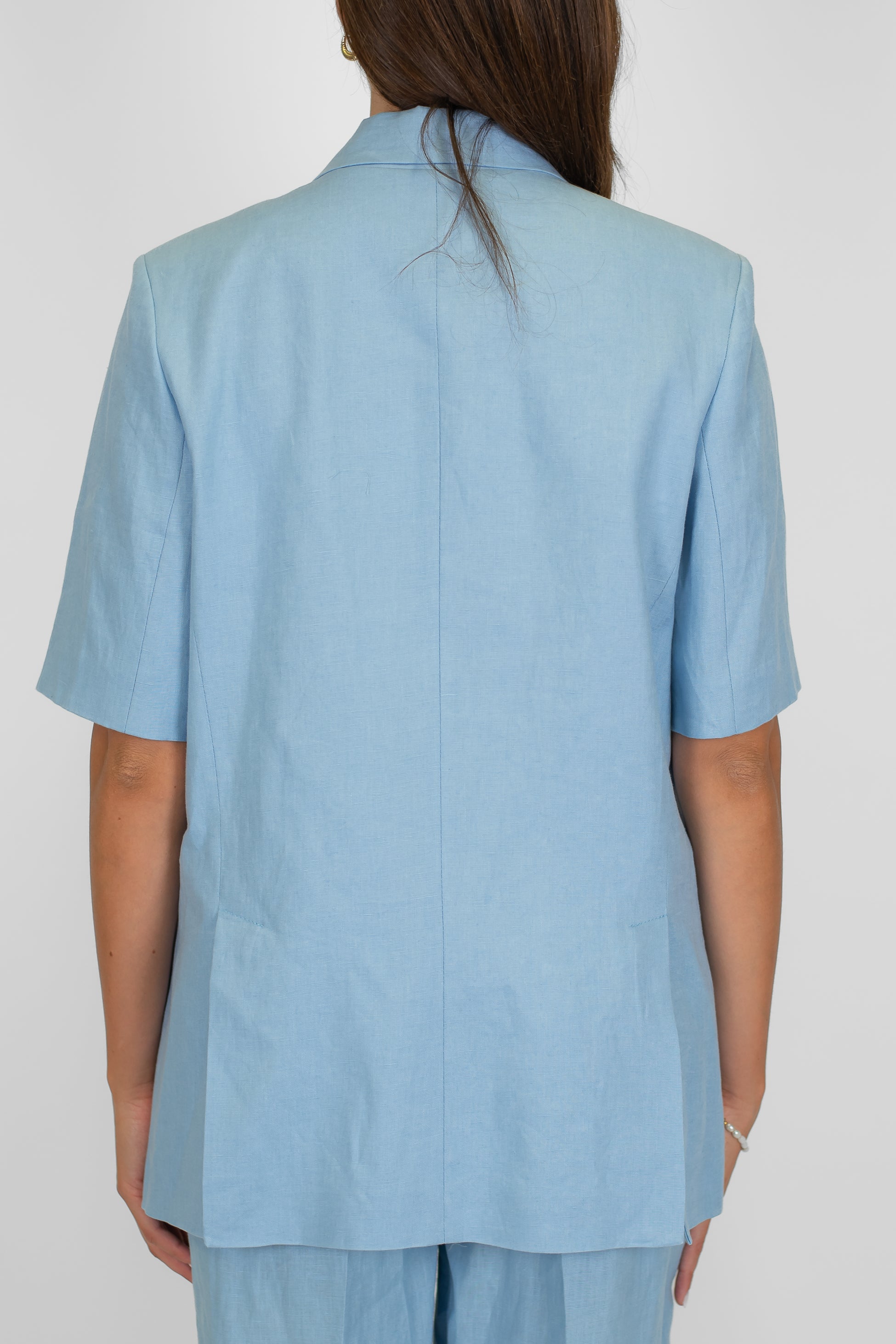 Tensione in - Giacca monopetto mezza manica in 100% lino