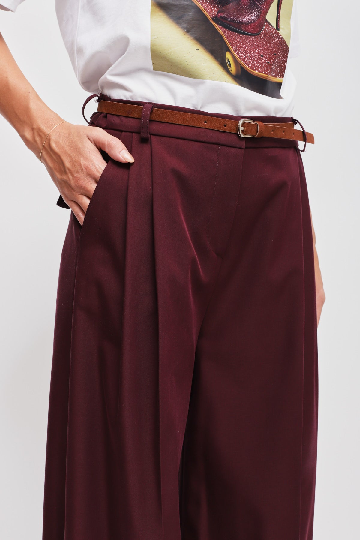 Maryley - Pantalone palazzo con pinces