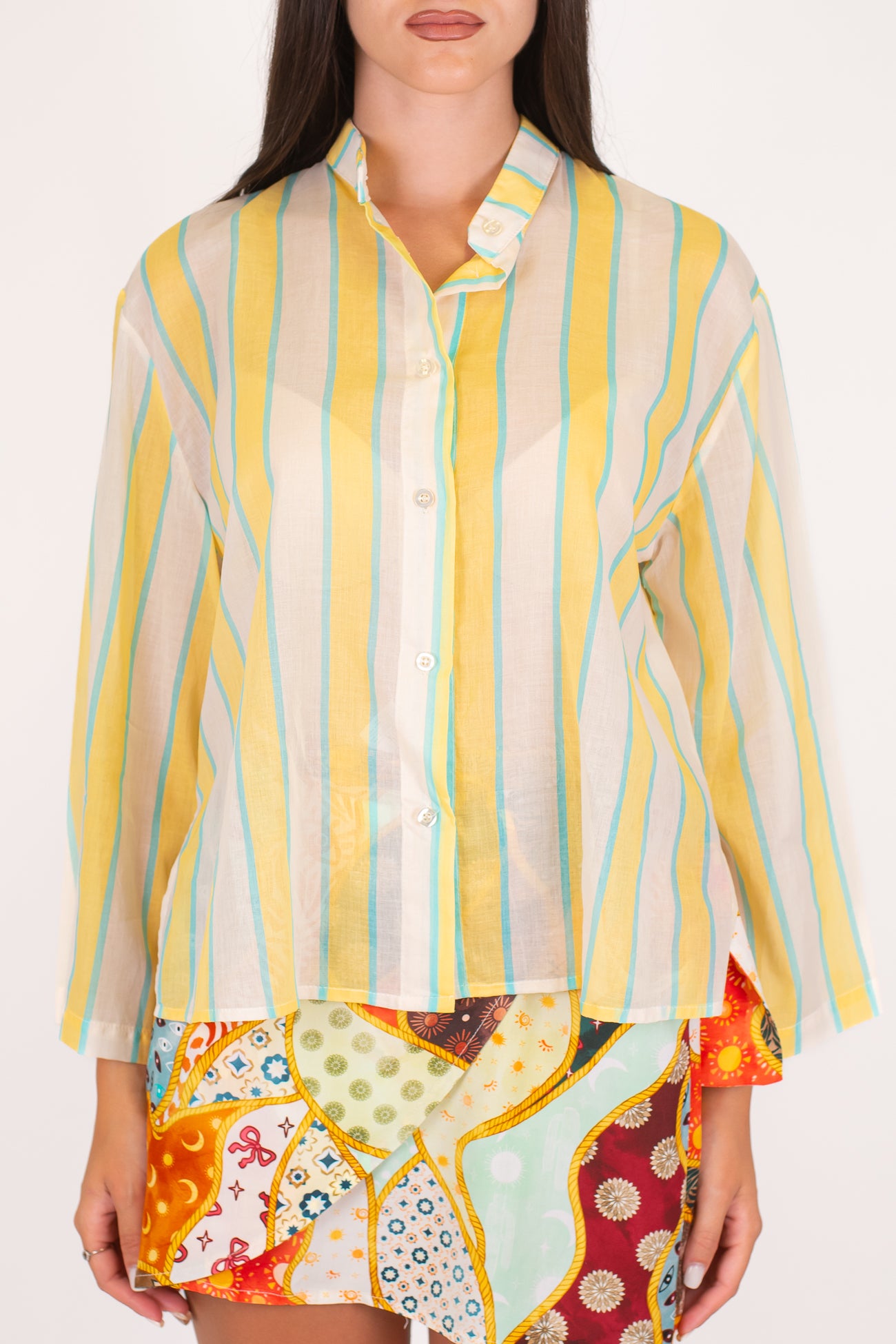 Tensione in - Camicia fantasia a righe in mussola di cotone