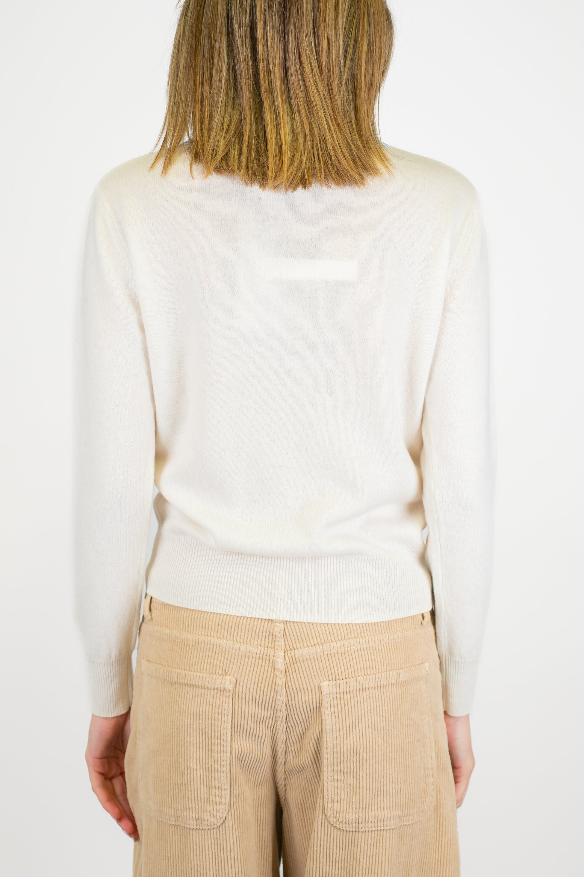 Motel - Maglia in pura lana con colletto camicia a contrasto