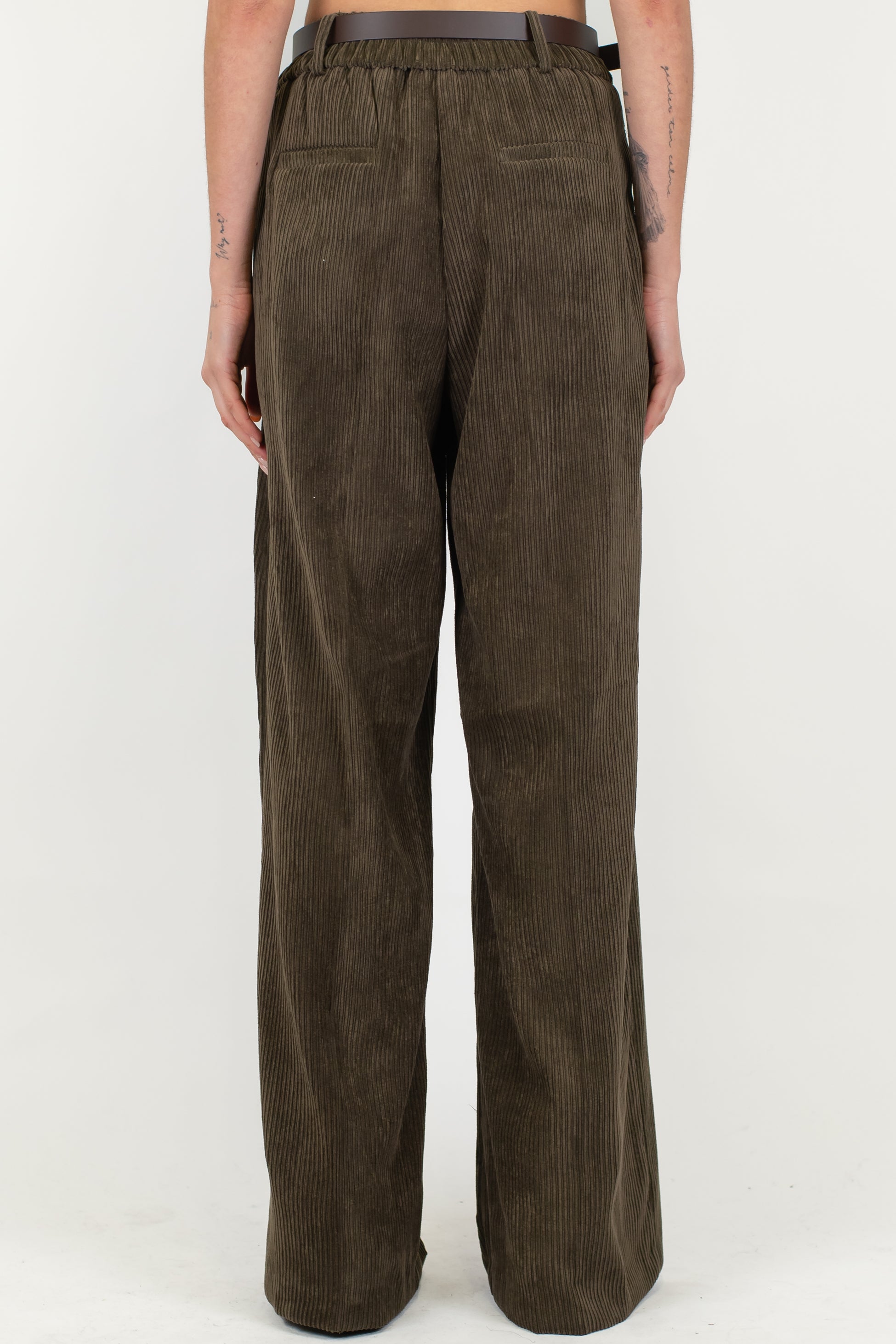 Motel - Pantalone palazzo in velluto a coste con elastico sul retro