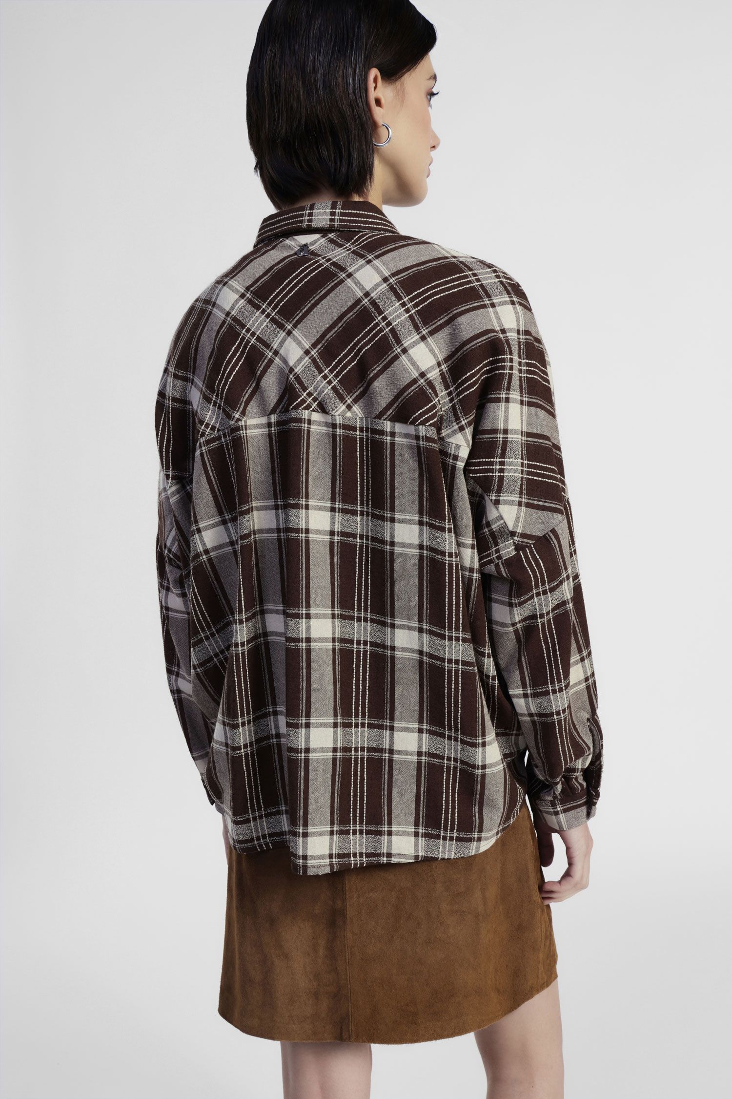 Dixie - Camicia fantasia quadri con taschino e nodo frontale