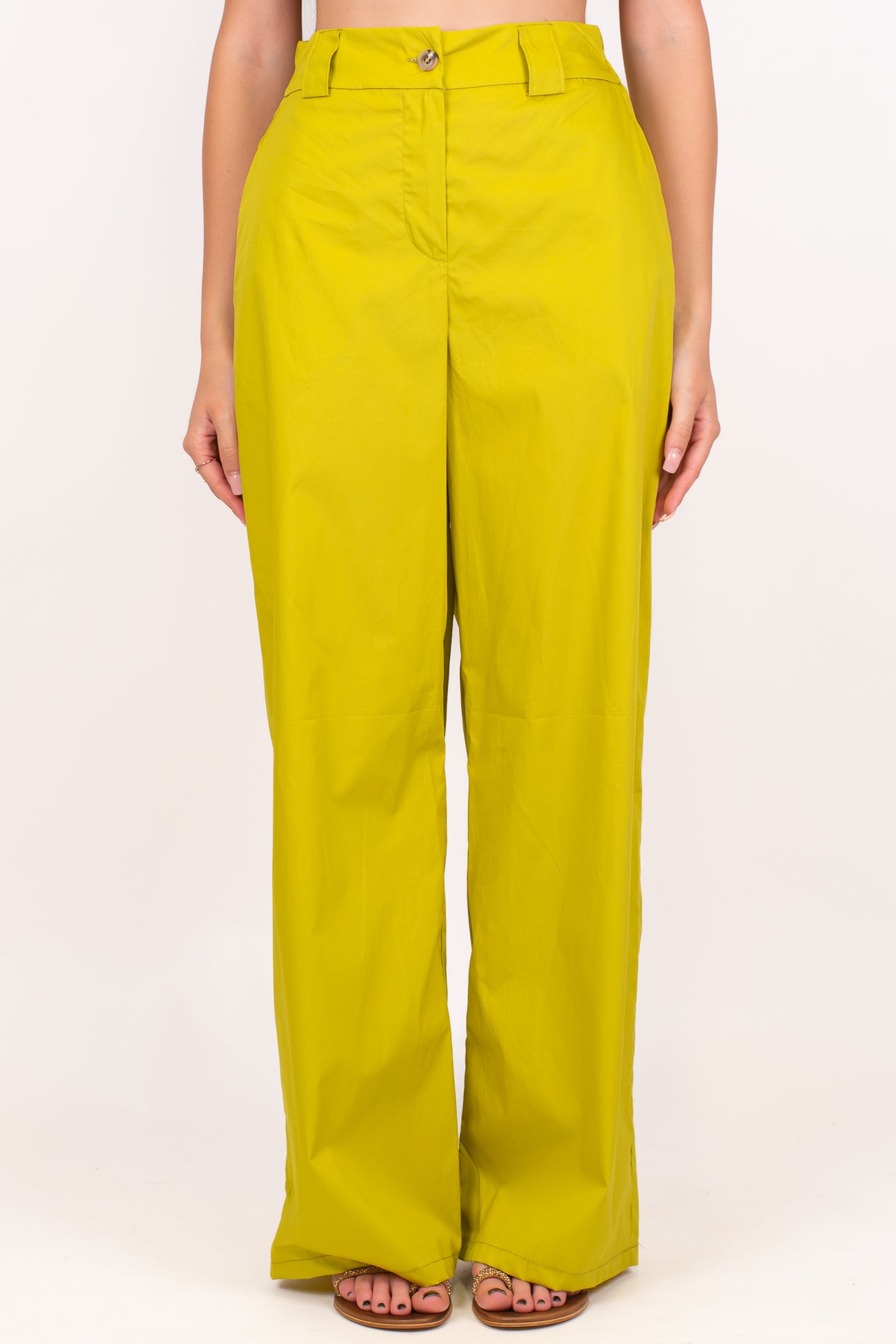 Tensione in - Pantalone palazzo in cotone leggero tela paracadute con elastico sul retro