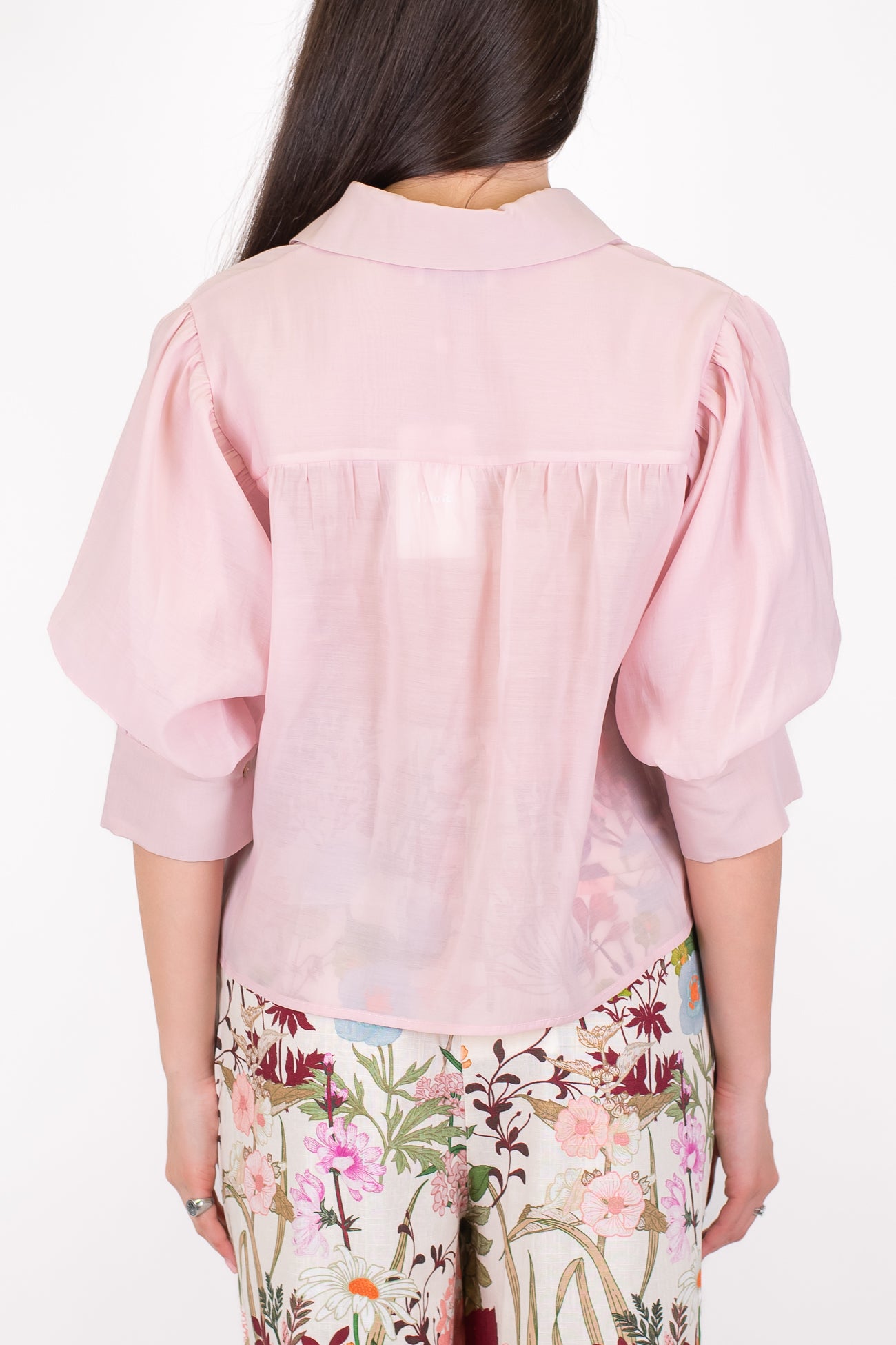Motel - Camicia in lyocell con manica tre quarti a palloncino