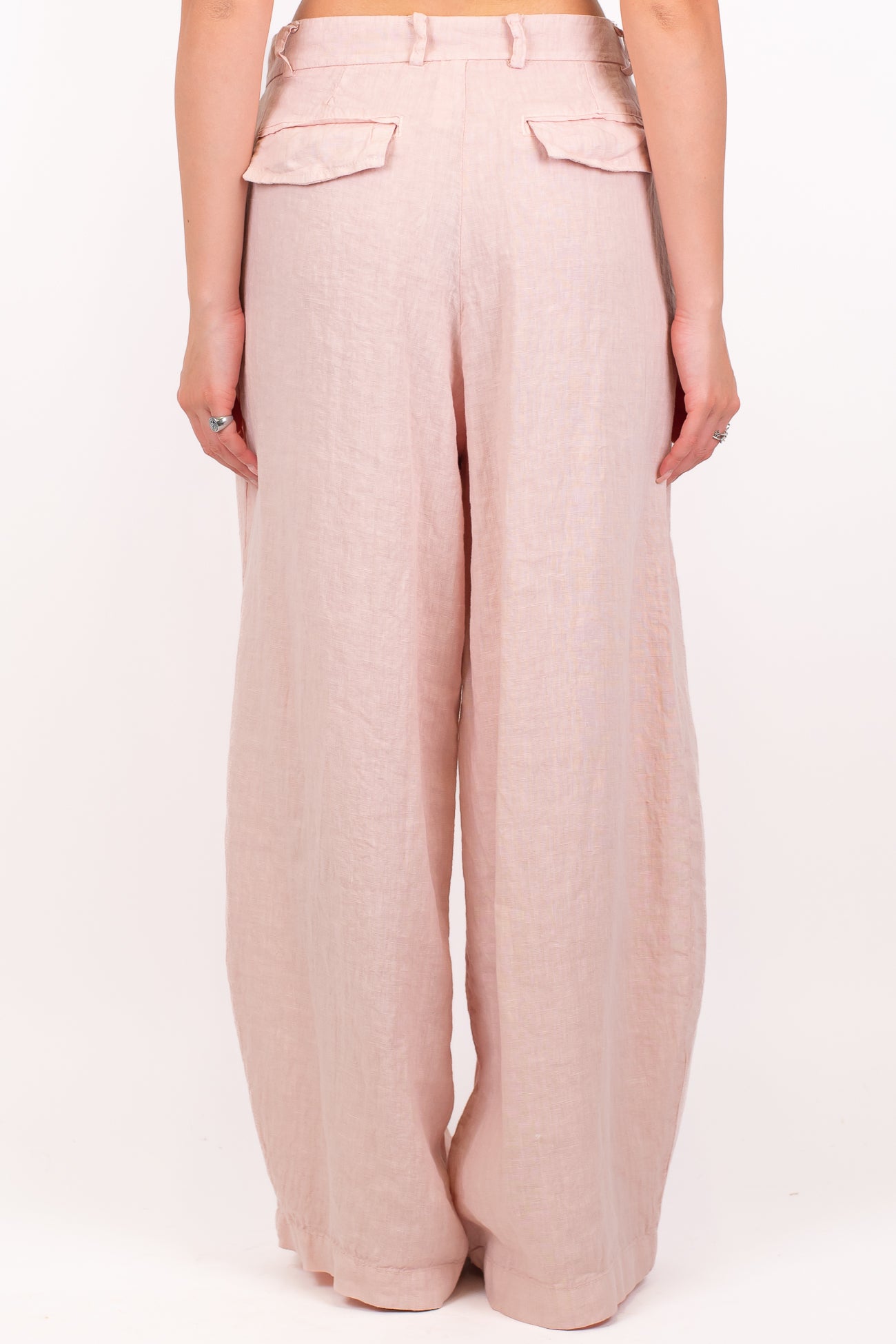 Tensione in - Pantalone barrel in puro lino con pinces
