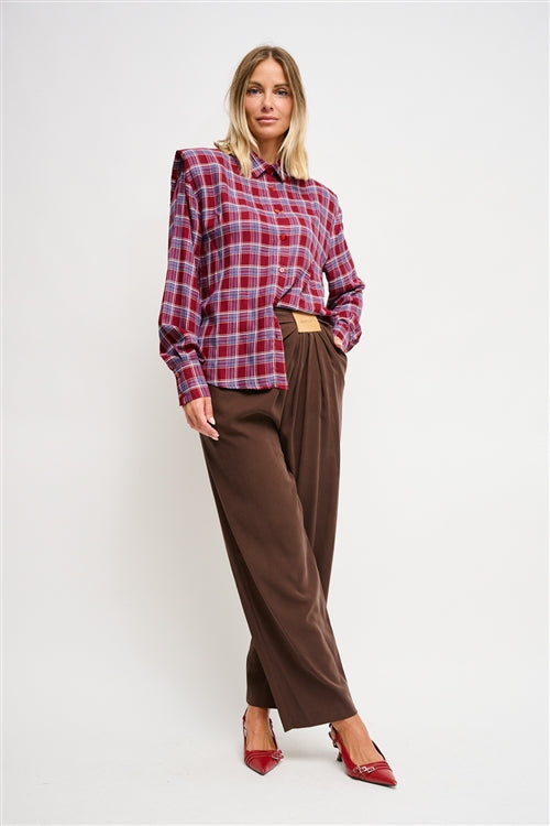 Maryley - Camicia fantasia check con spalline