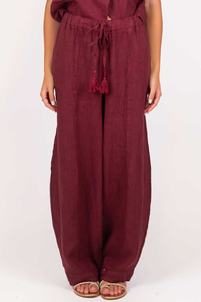 Motel - Pantalone balloon in puro lino con coulisse