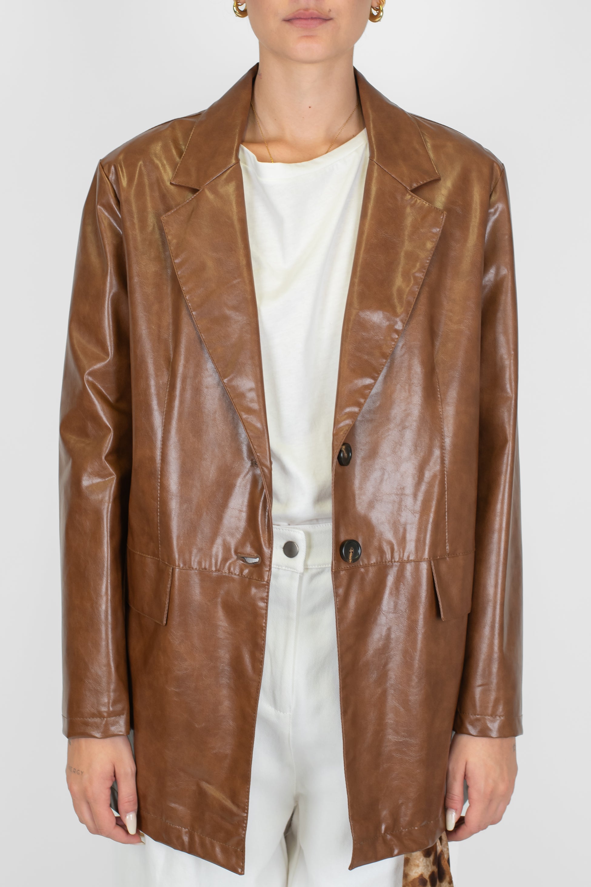 Motel - Blazer monopetto in ecopelle