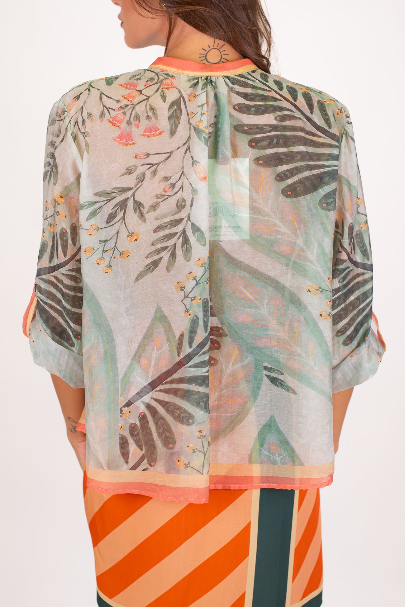 Haveone - Camicia in lyocell fantasia cocorito