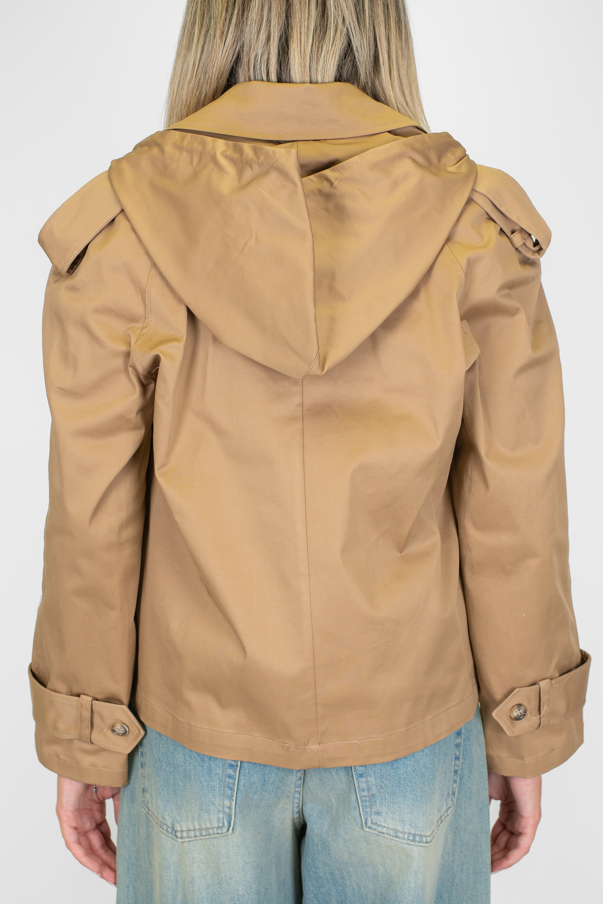 Motel - Trench corto doppiopetto con cappuccio e lacci