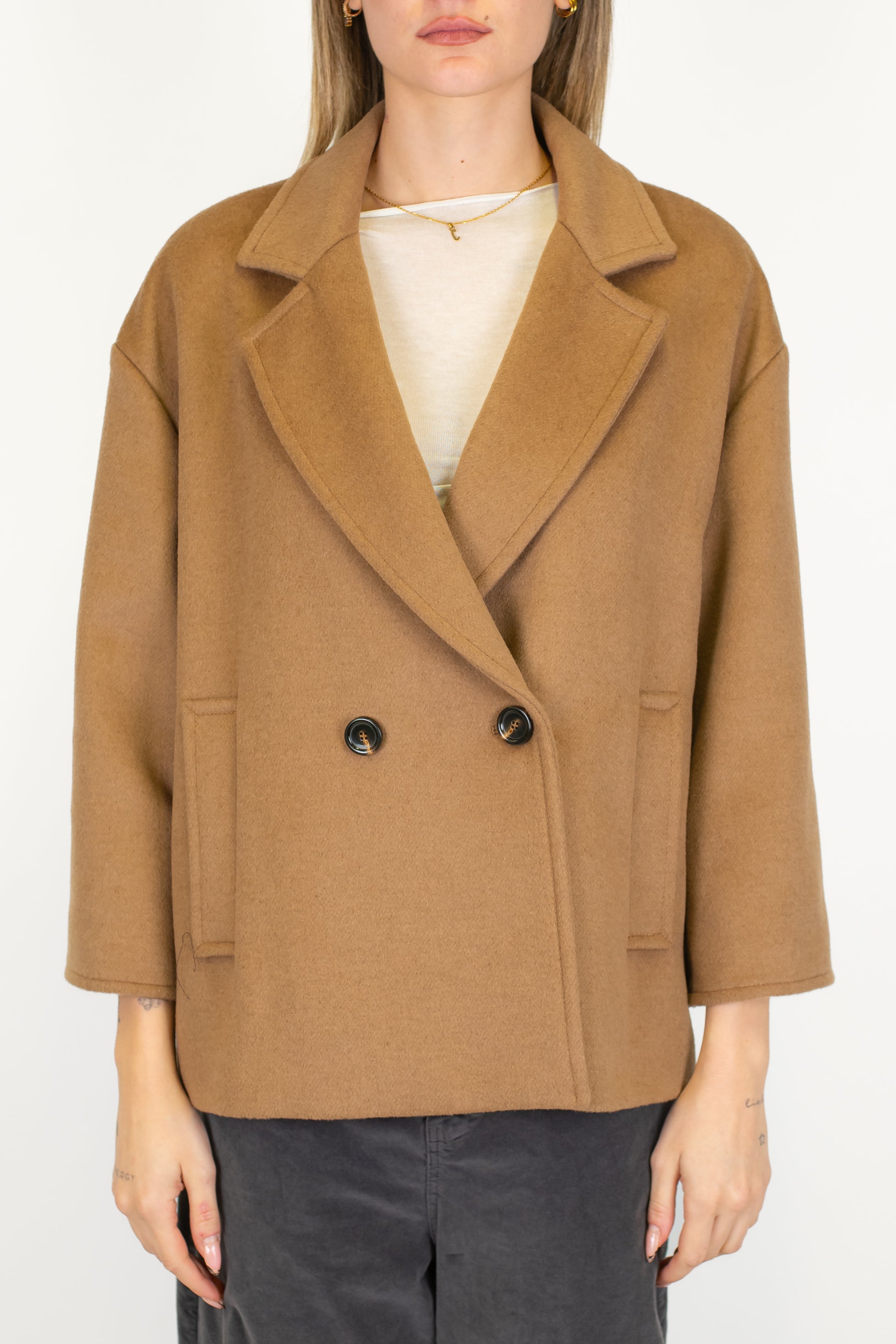 Motel - Cappotto corto doppiopetto in misto lana