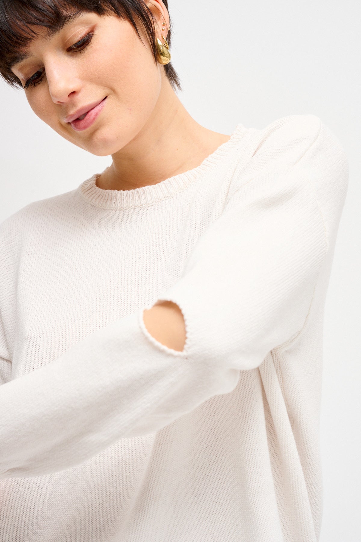 Maryley - Maglia girocollo con spacchetti sui gomiti