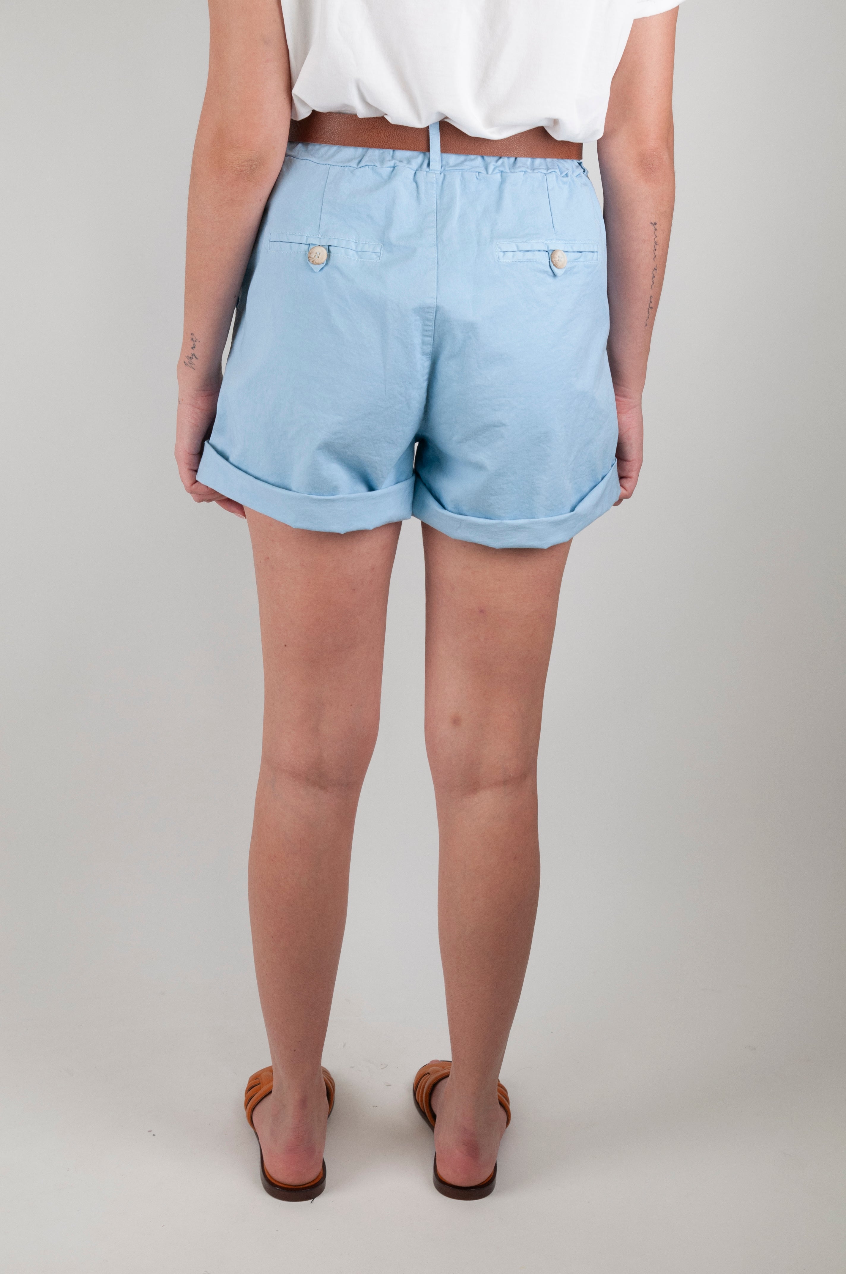 Motel - Shorts con elastico in vita e tasca sfrangiata