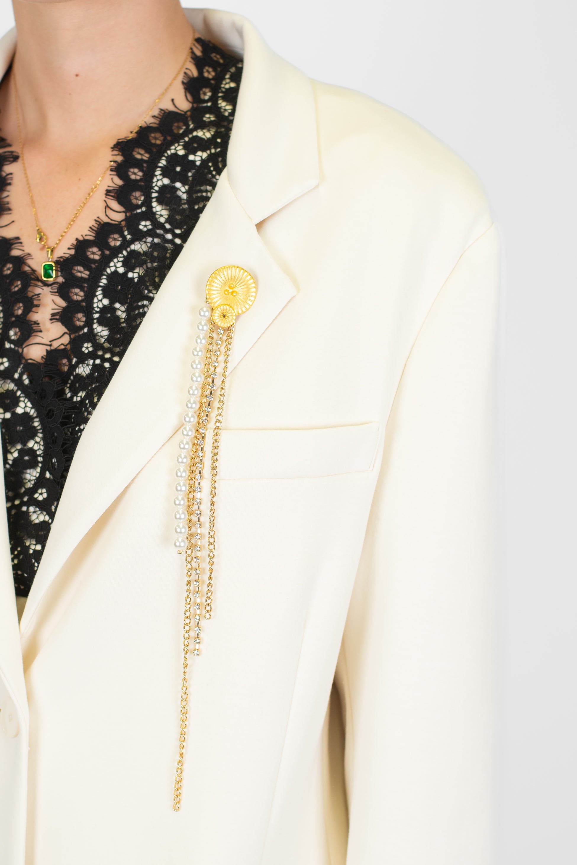 Motel - Giacca monopetto tinta unita con spilla