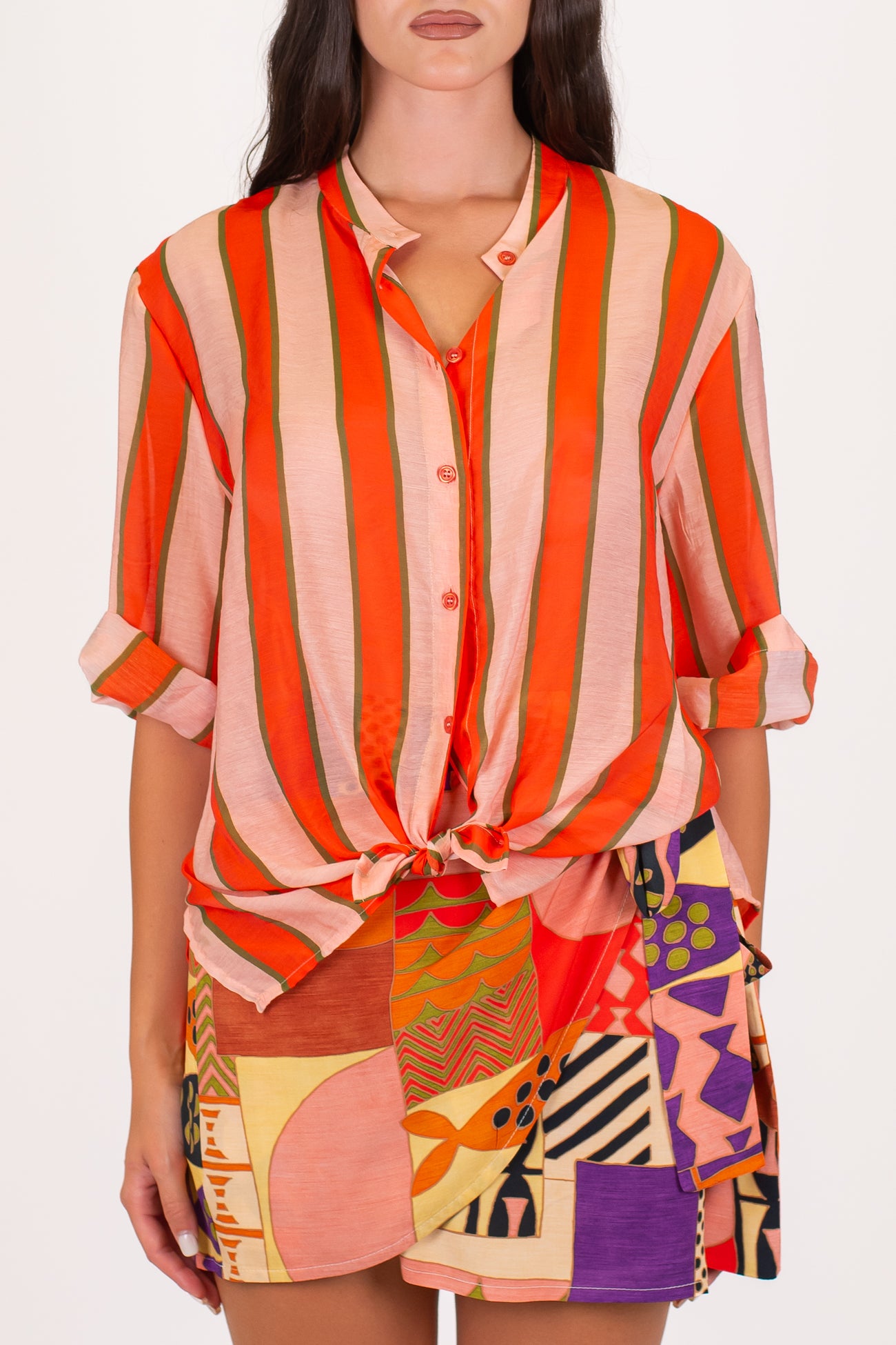 Dixie - Camicia rigata in viscosa leggera