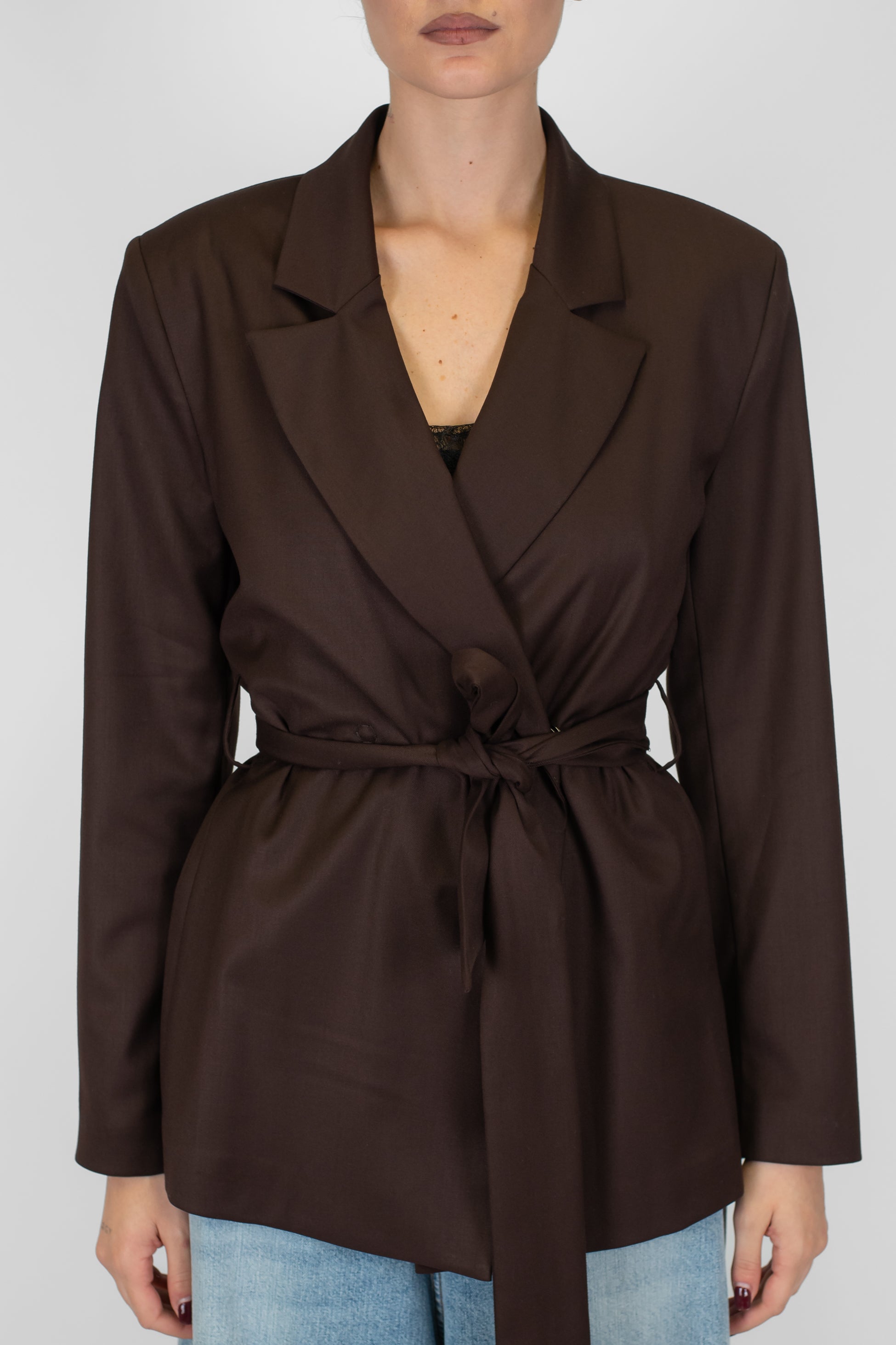 Dixie - Giacca sfiancata doppiopetto con cintura in vita