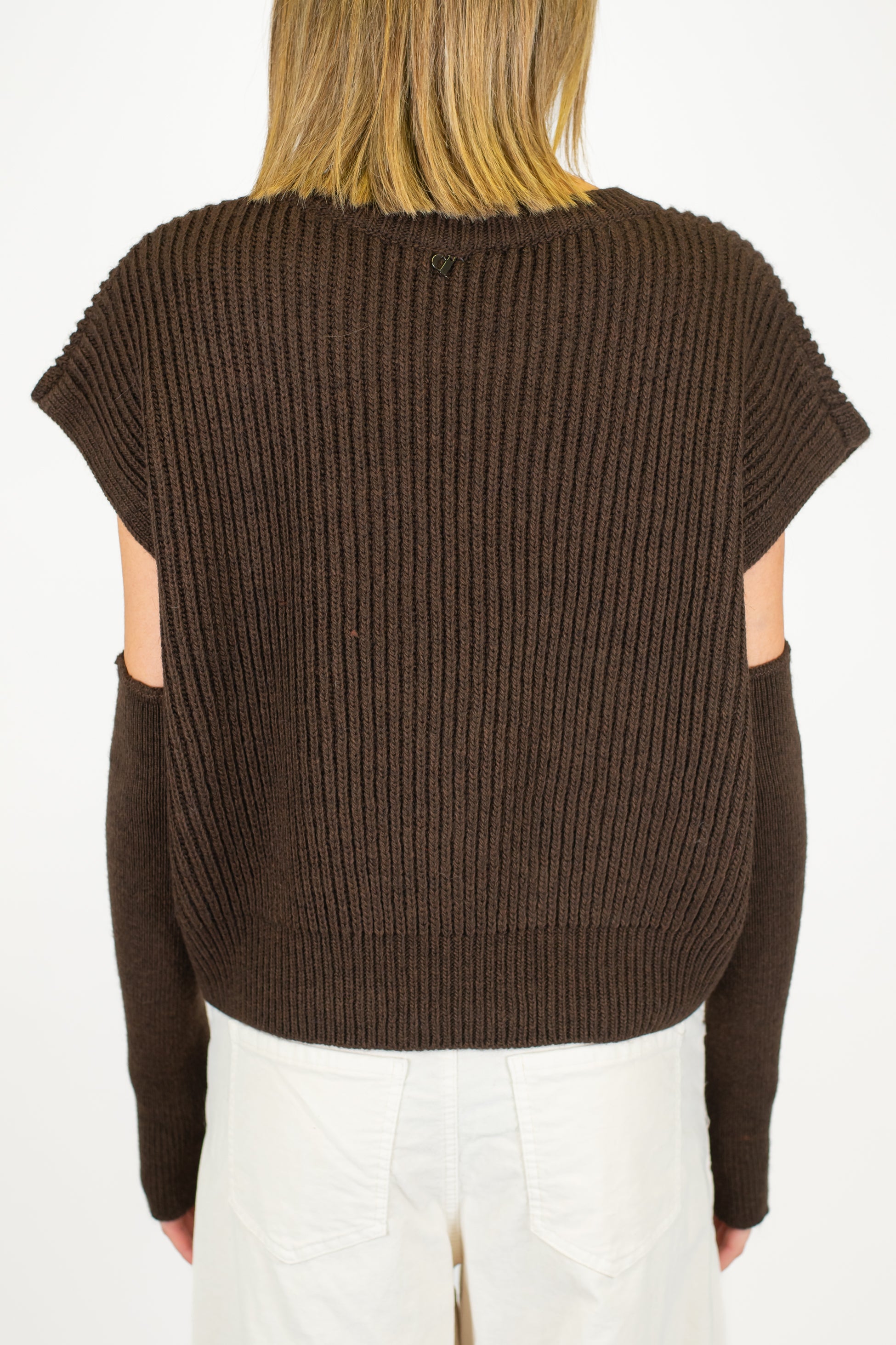 Dixie - Maglia girocollo a coste in misto lana con manicotti