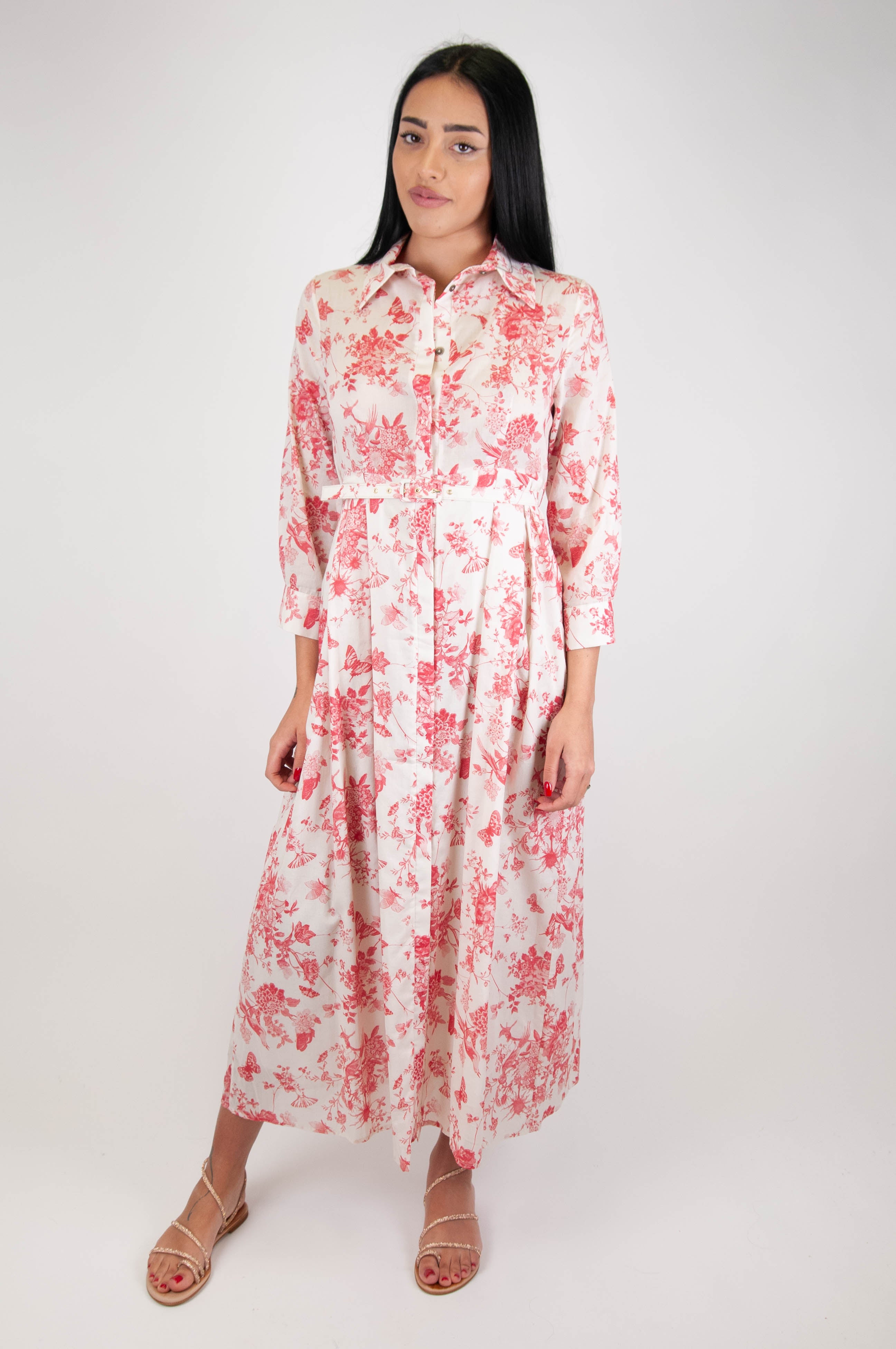 Tension in - Floral patterned shirtdress in cotton muslin