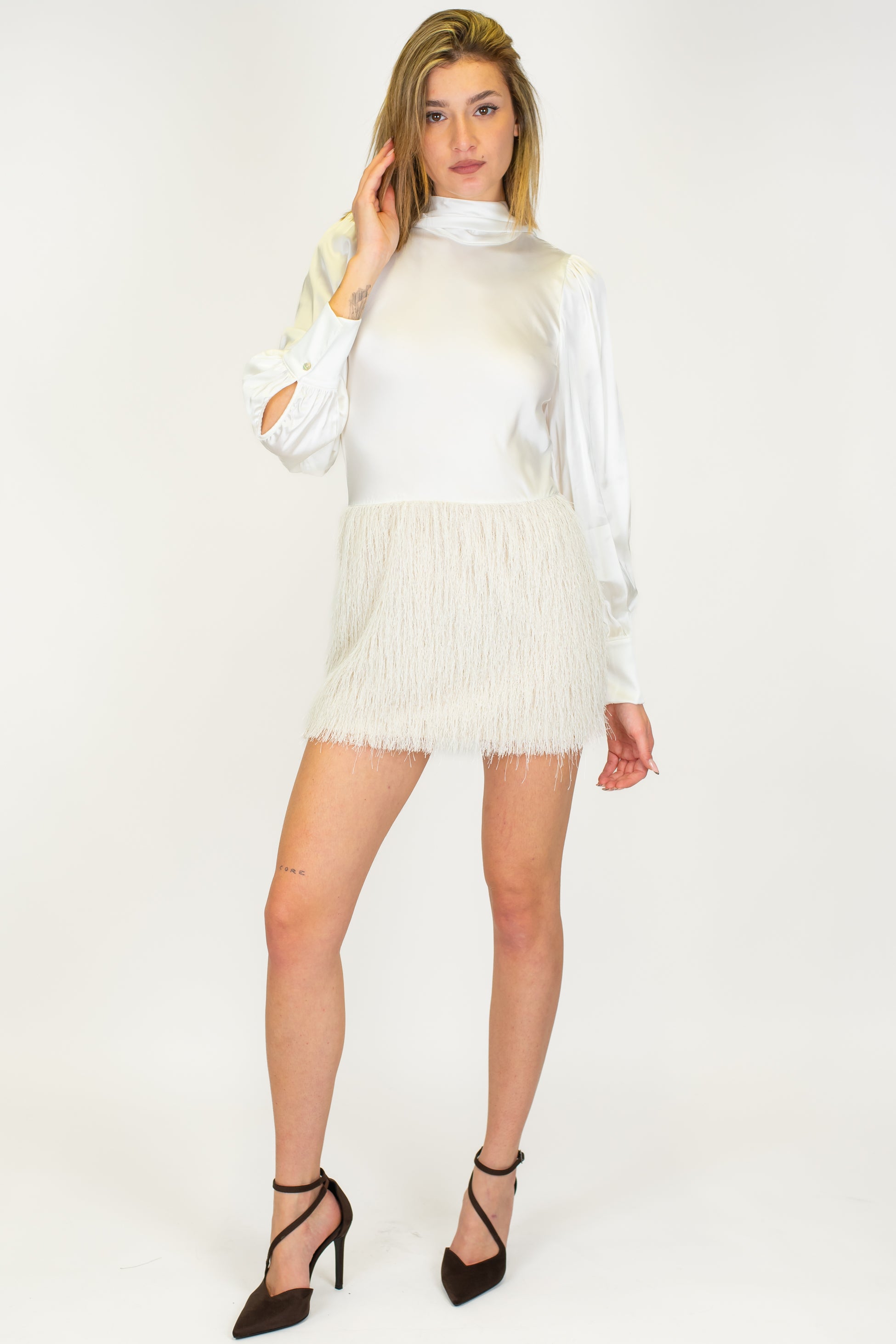 Dixie - Abito corto con frange scollato dietro