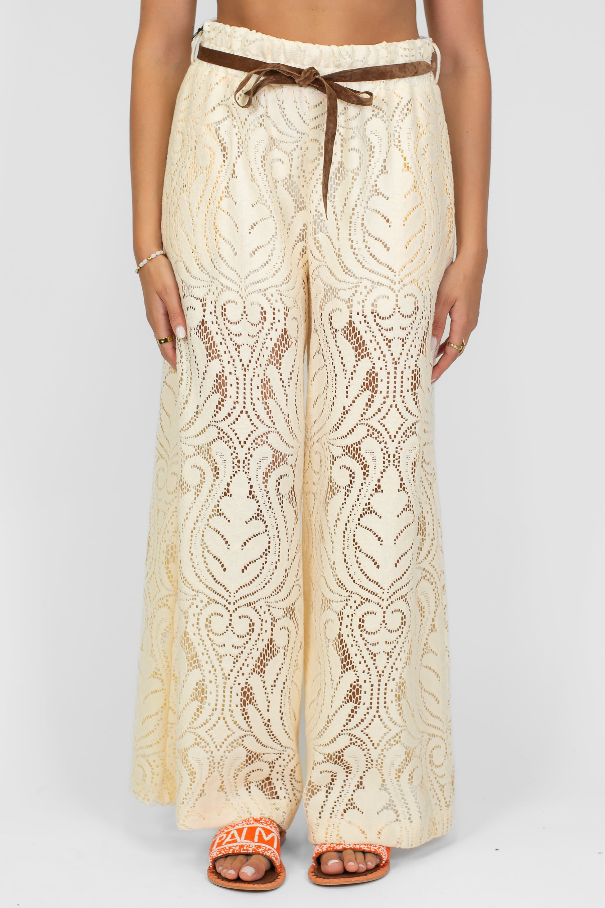 Tensione in - Pantalone palazzo in pizzo