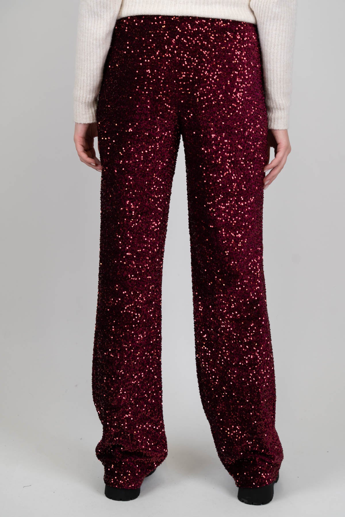 Haveone - Pantalone regular paillettes con elastico in vita