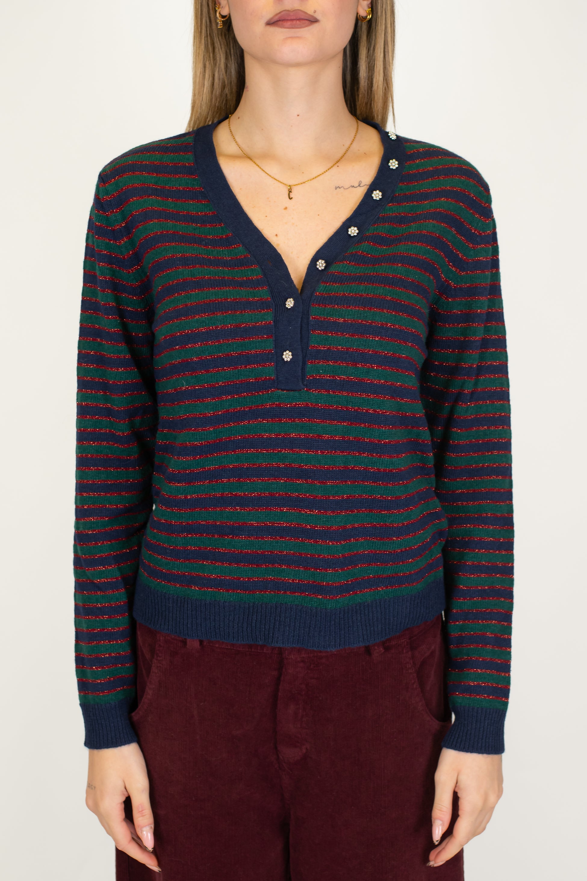 Motel - Maglia serafina in misto lana e lurex a righe