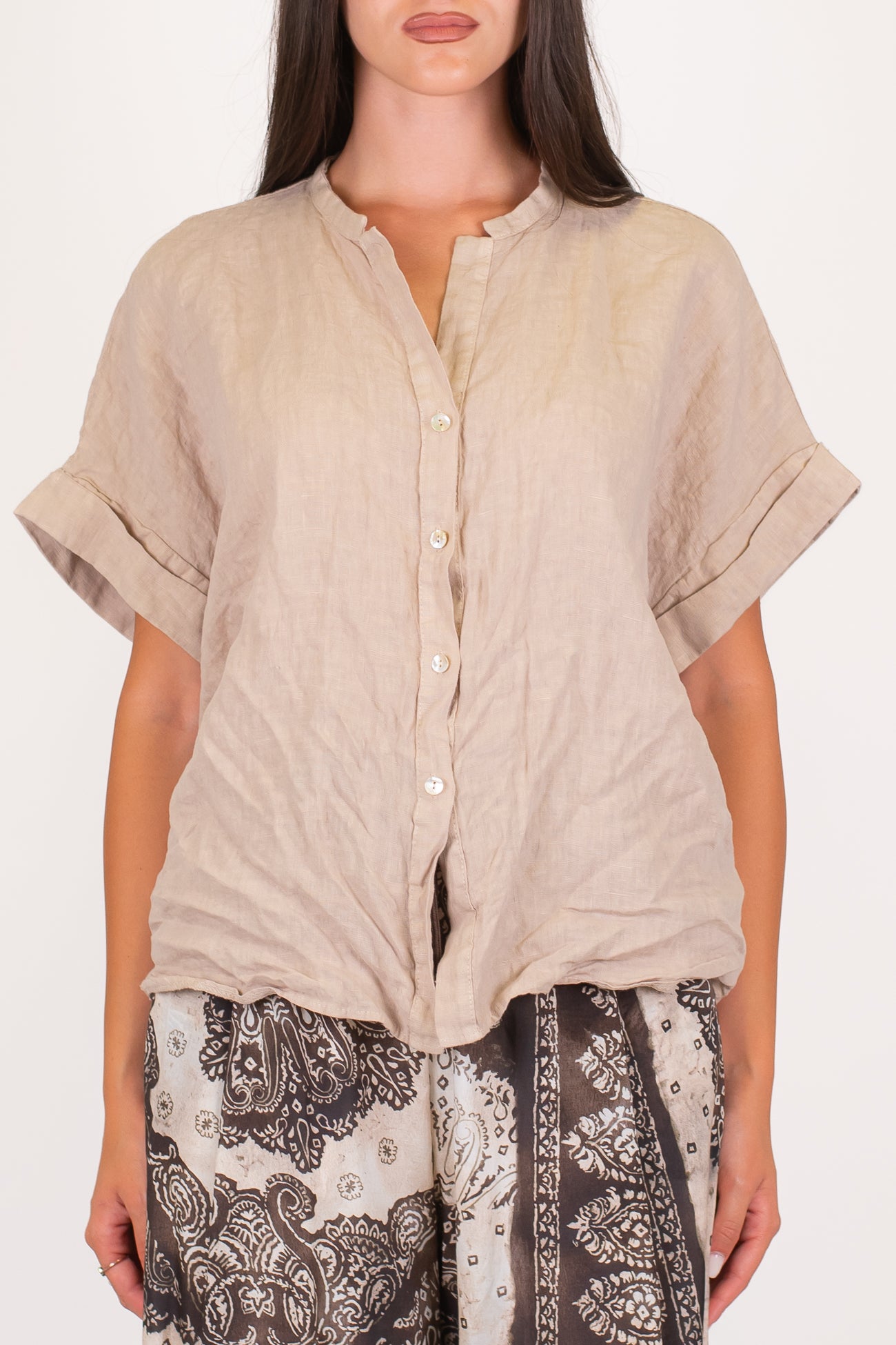 Motel - Camicia mezza manica in puro lino