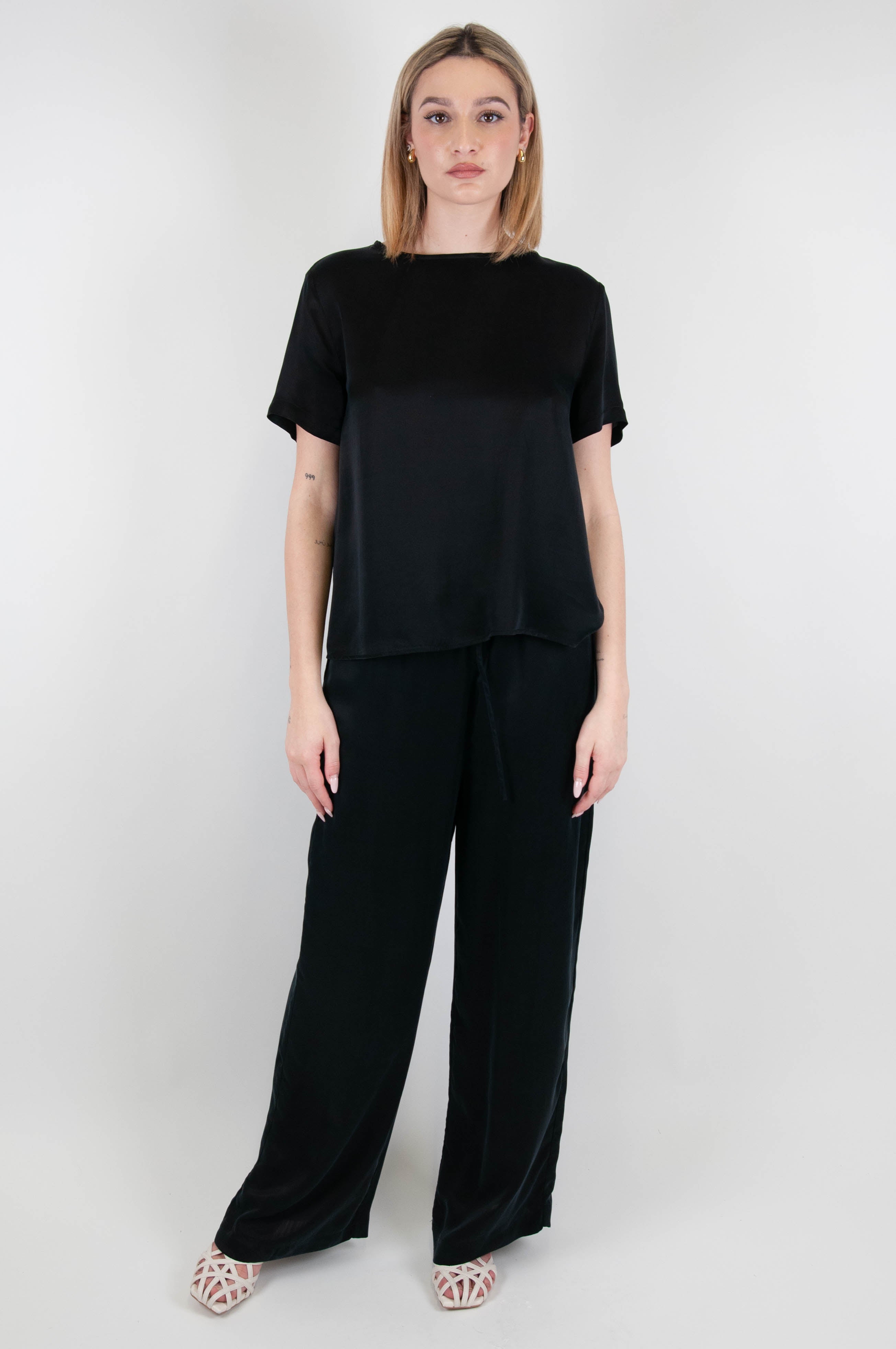 Tension in - Cupro palazzo trousers with drawstring