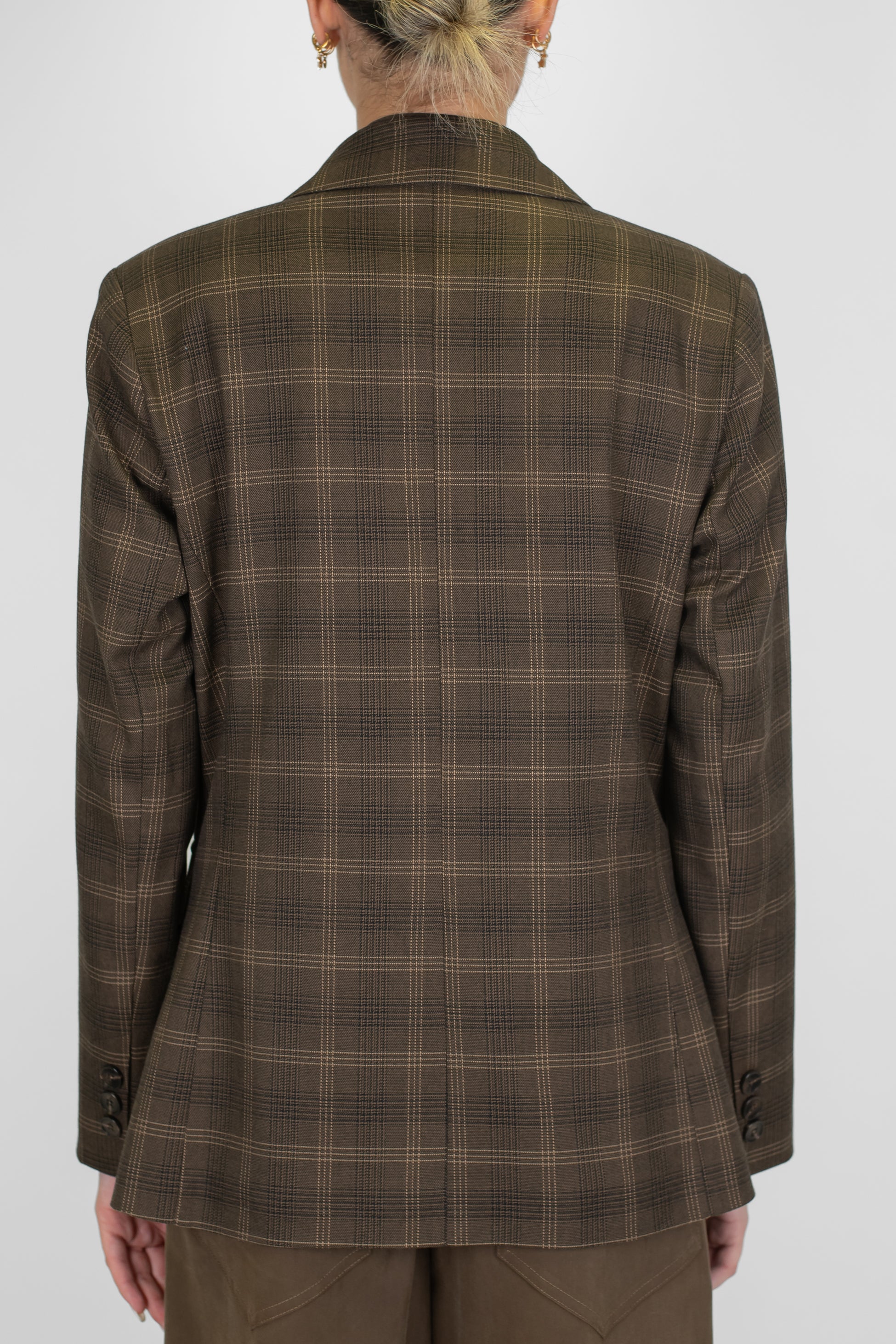 Motel - Giacca doppiopetto fantasia quadri con spille gioiello