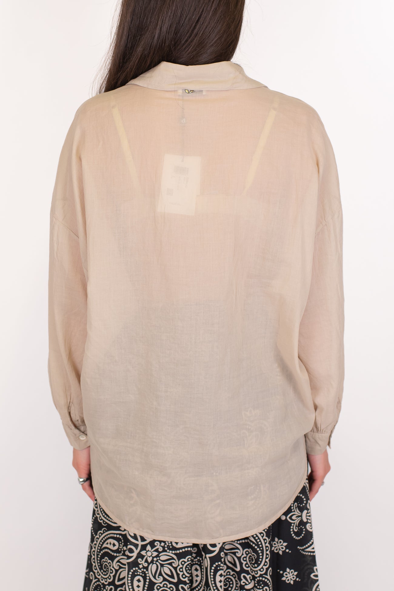 Dixie - Camicia over tinta unita in mussola di cotone