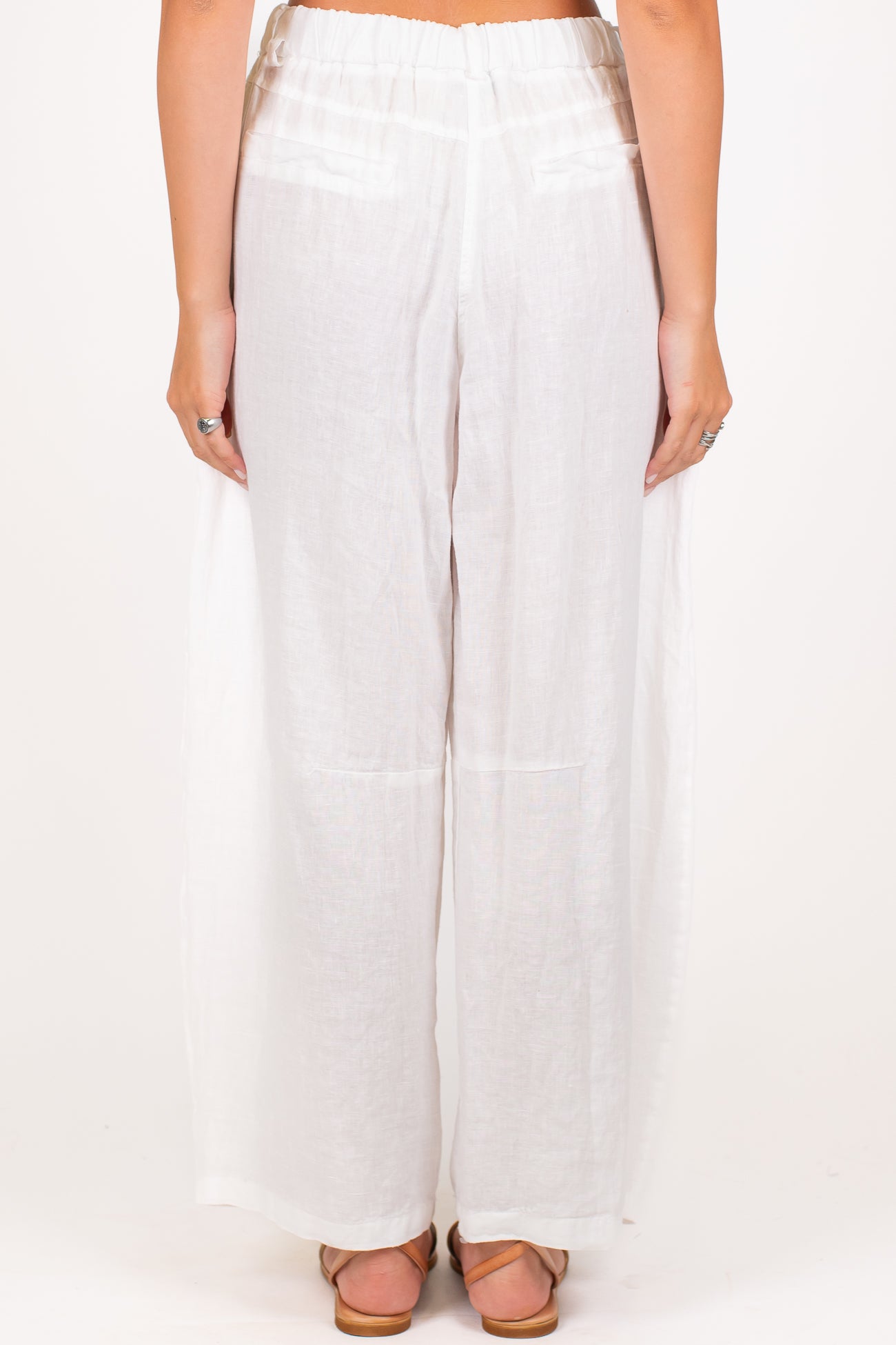 Motel - Pantalone balloon in puro lino con elastico in vita