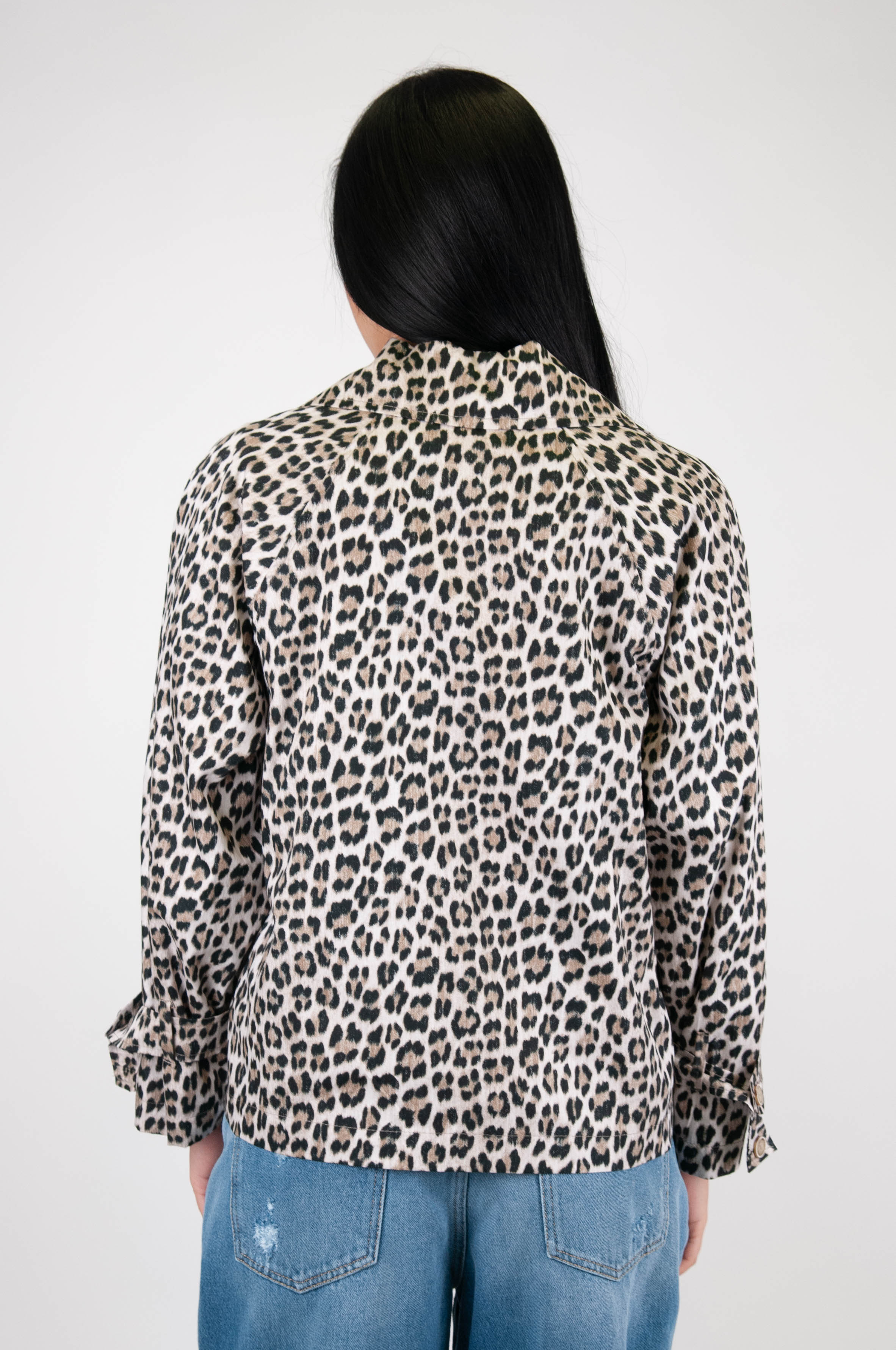 Maryley - Short double-breasted trench coat with animal print