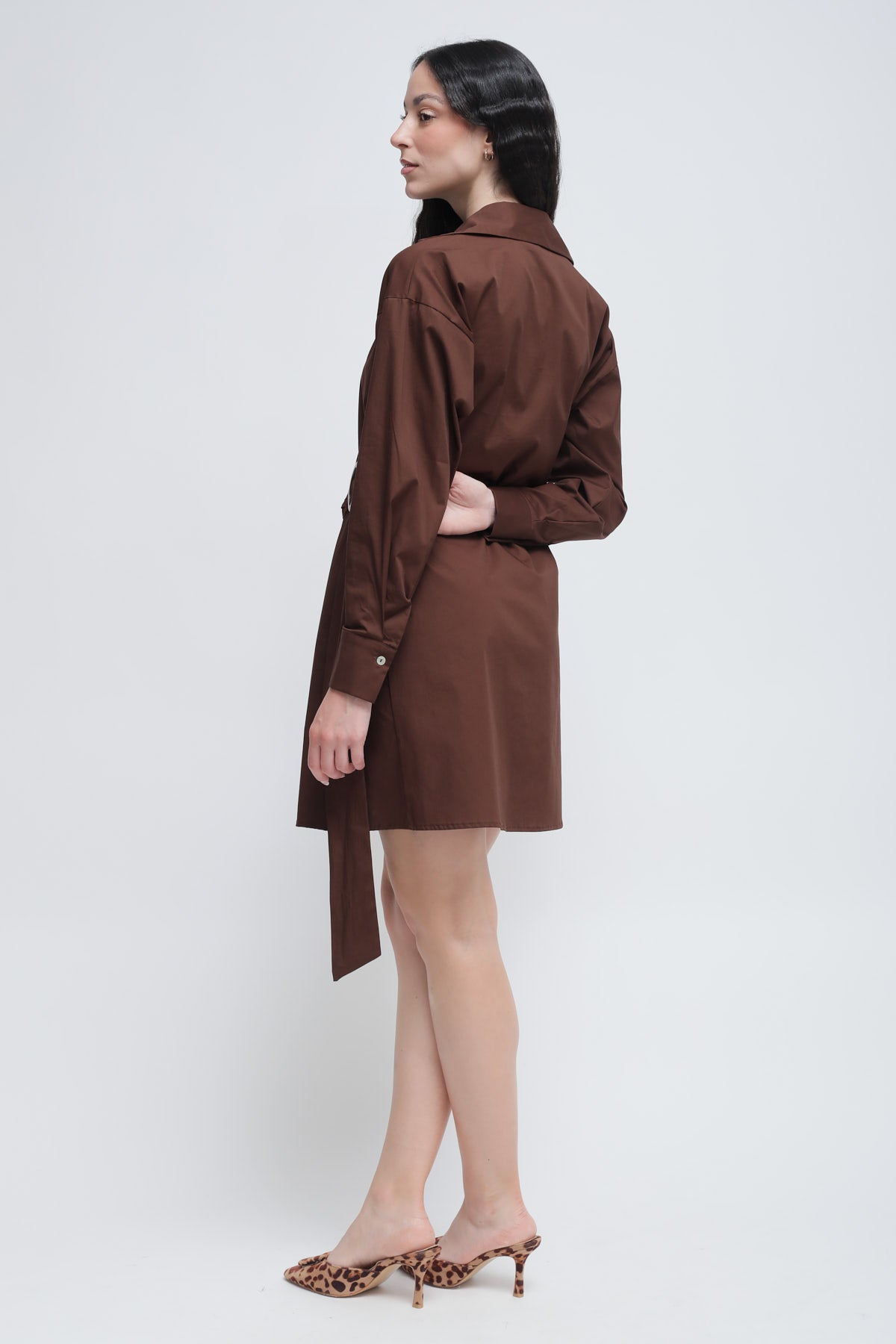 Maryley - Abito corto in cotone chiusura a portafoglio