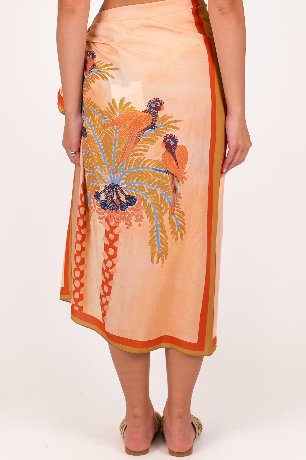 Haveone - Gonna pareo in viscosa leggera fantasia pavoni