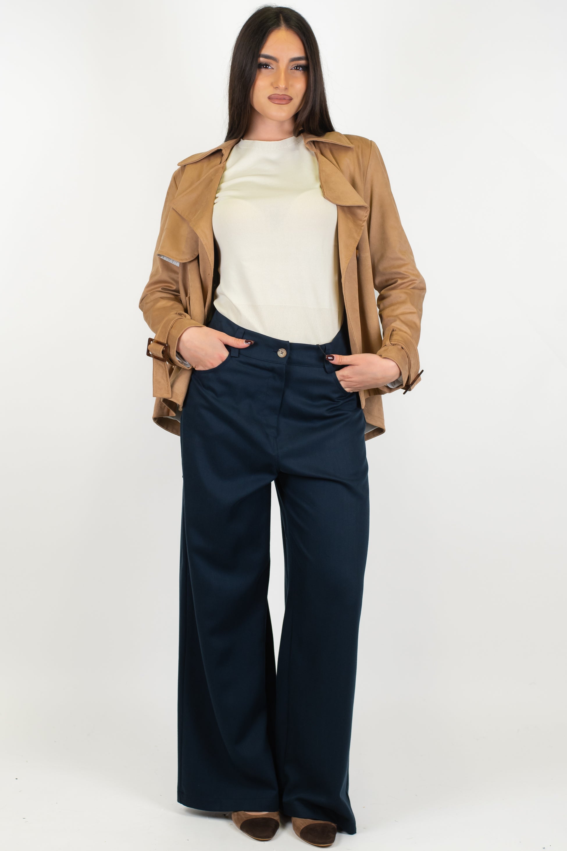 Tensione in - Pantalone palazzo effetto denim