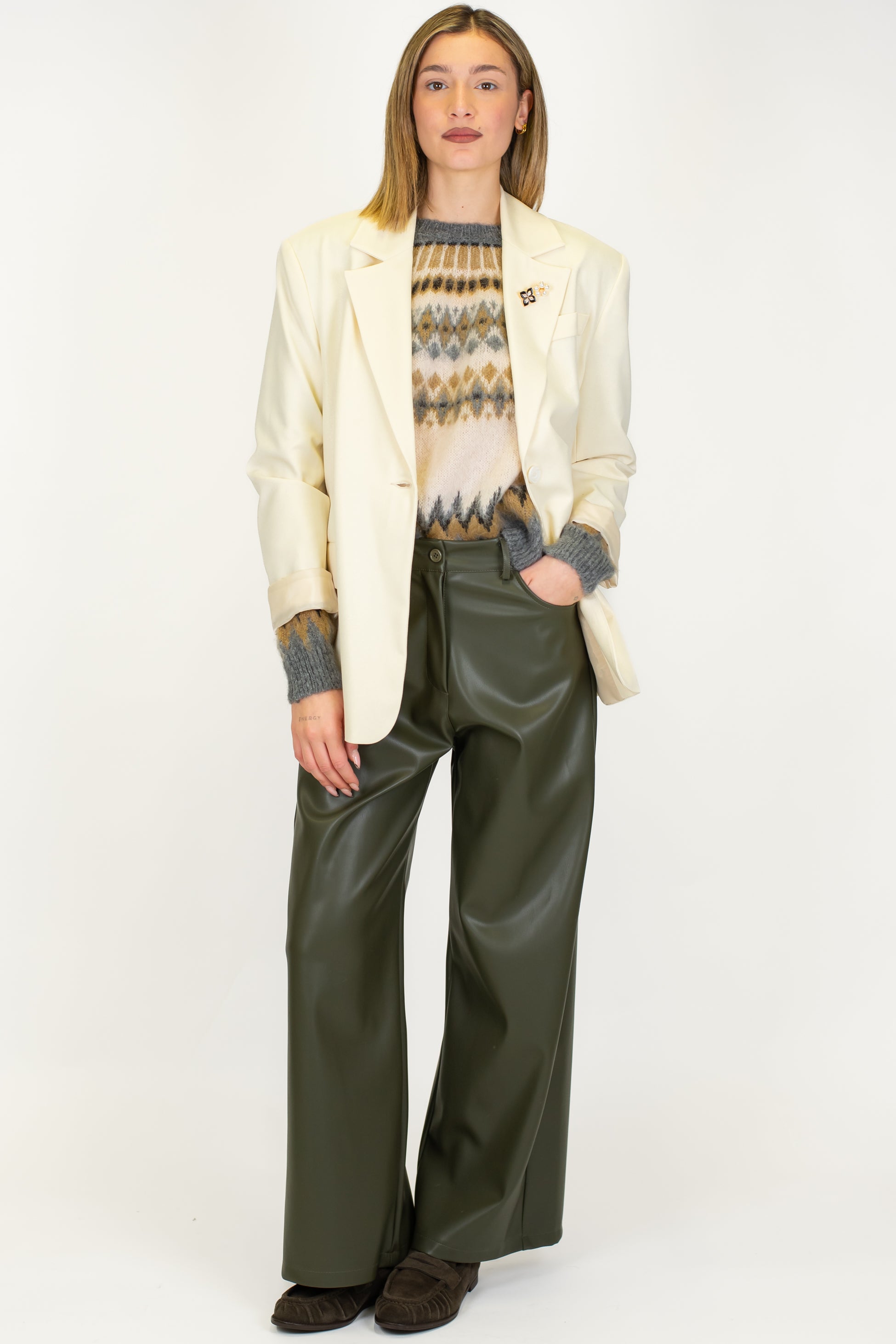 Haveone - Giacca monopetto over glitter scon spille