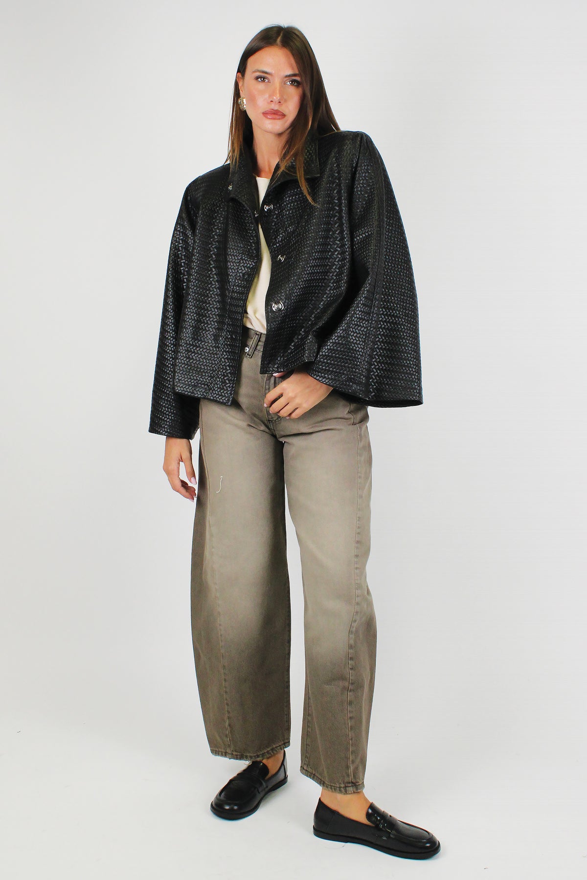 Haveone - Pantalone balloon in denim colorato sabbiato modello Lucy