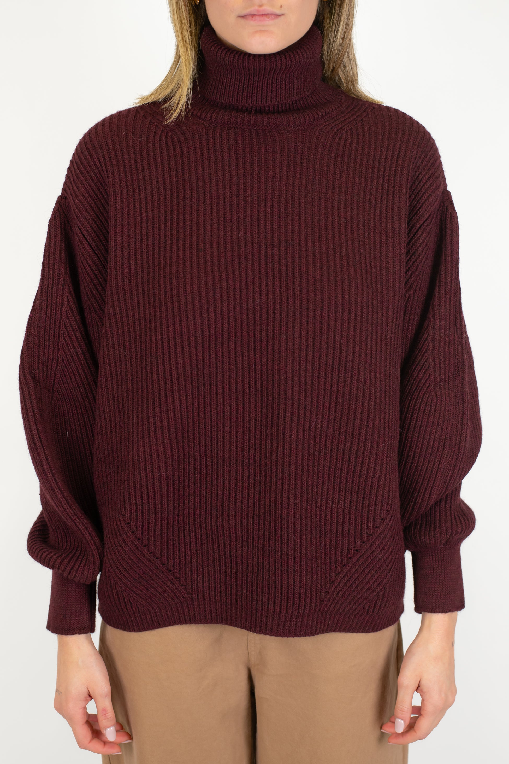 Tensione in - Dolcevita a costa inglese in misto lana