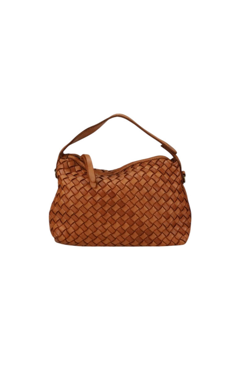 Borsa piccola a mano in pelle intrecciata vintage