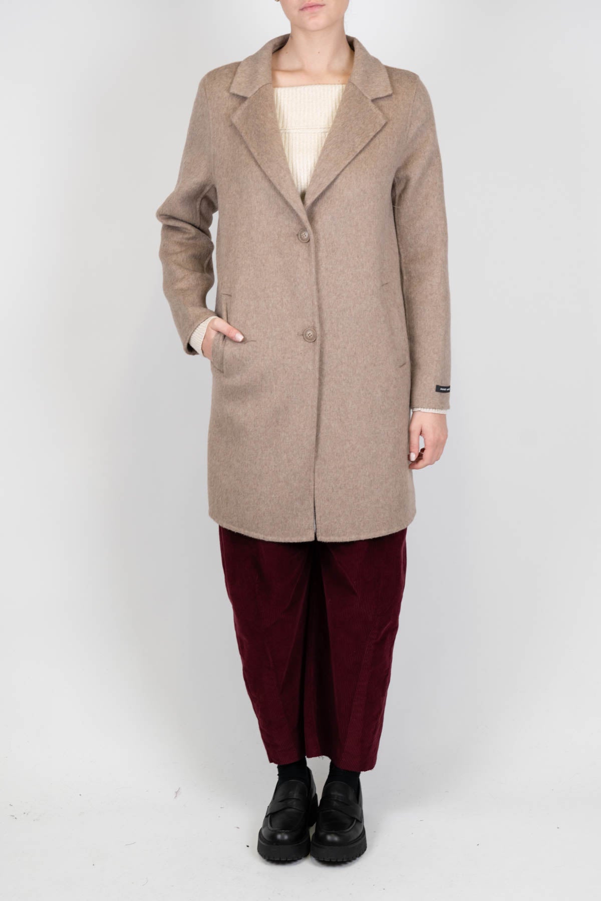 Haveone - Cappotto in misto lana con rever a lancia