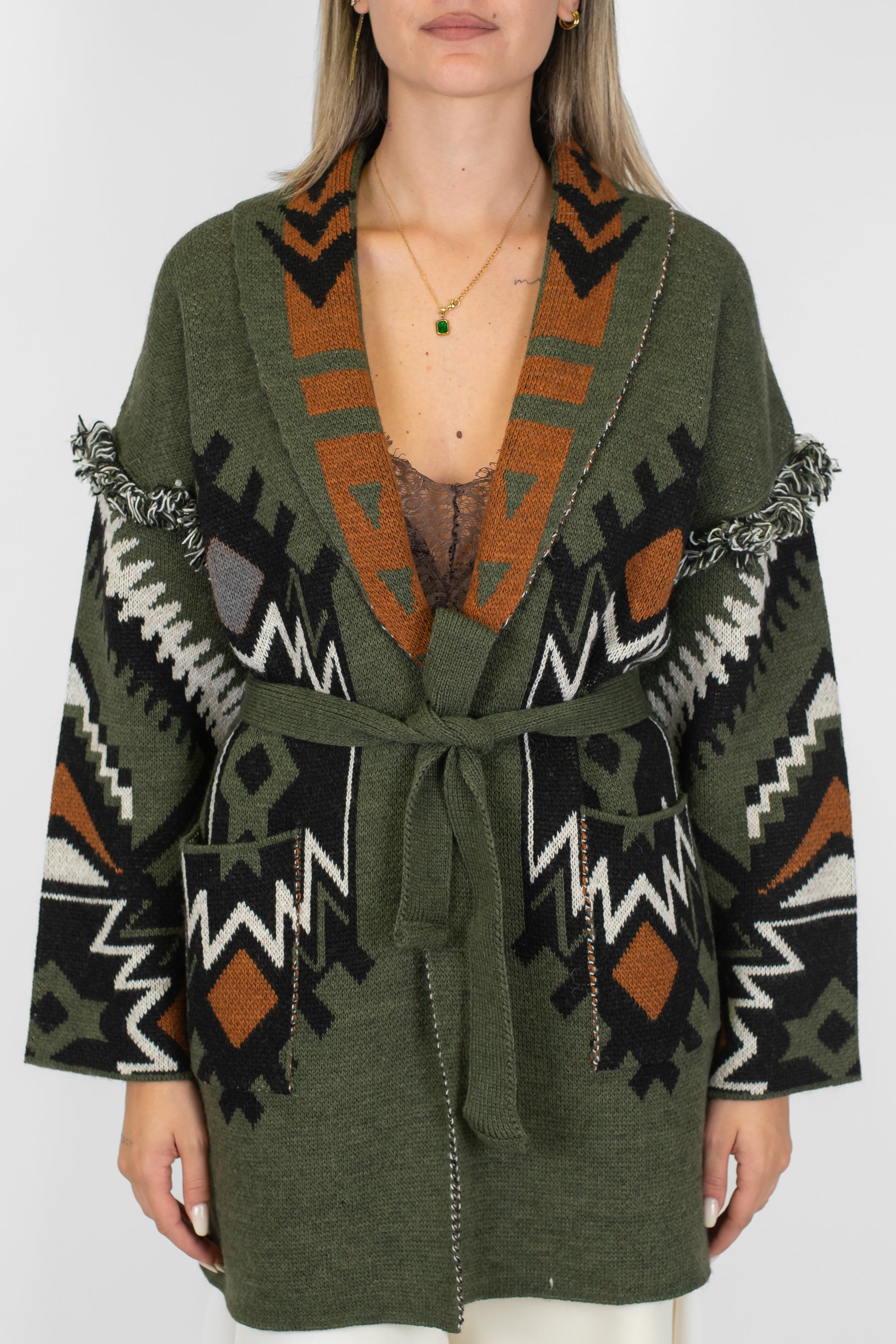 Motel - Cardigan alanui fantasia etnica in misto lana