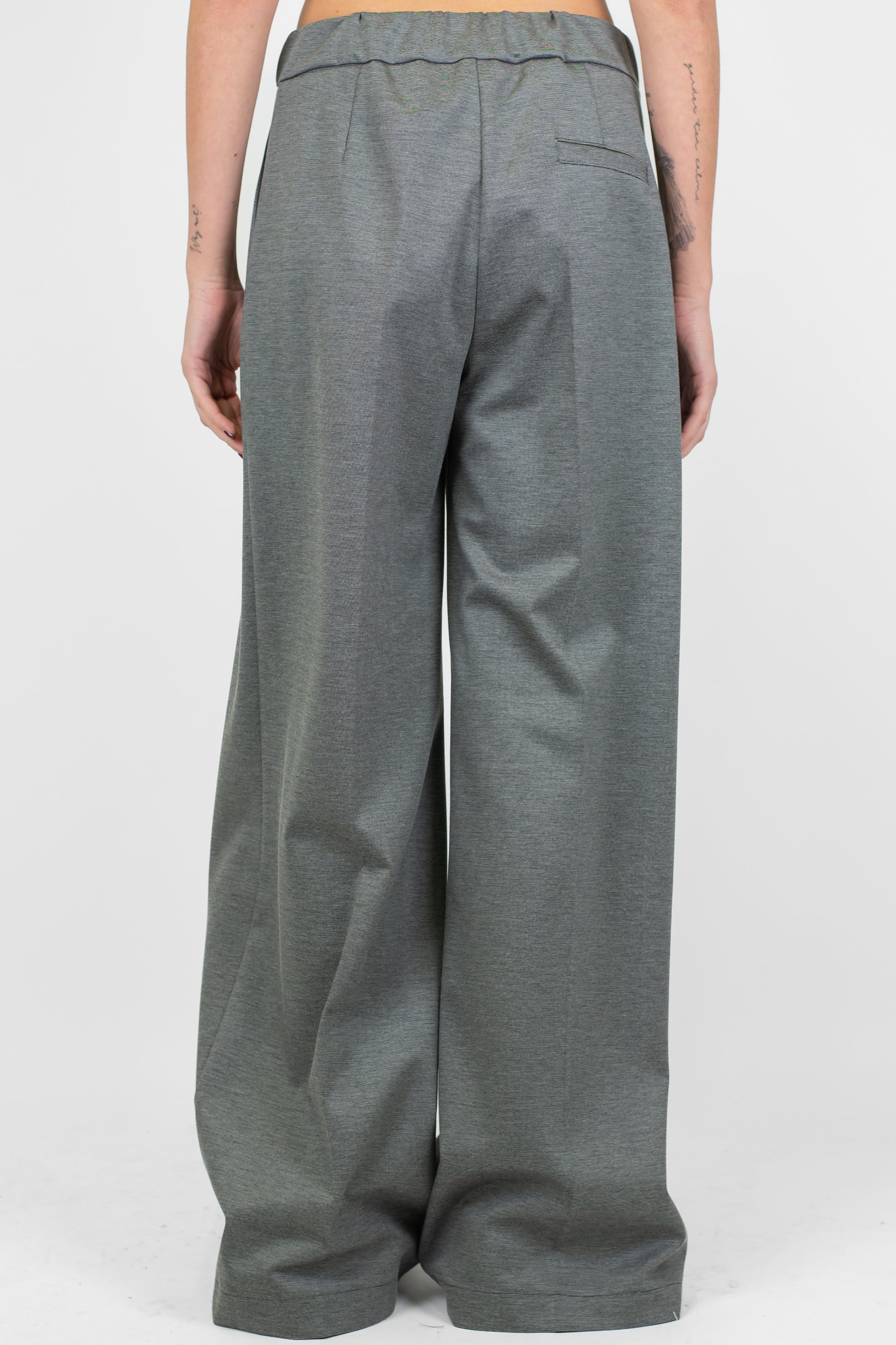 Maryley - Pantalone palazzo in punto milano con elastico sul retro