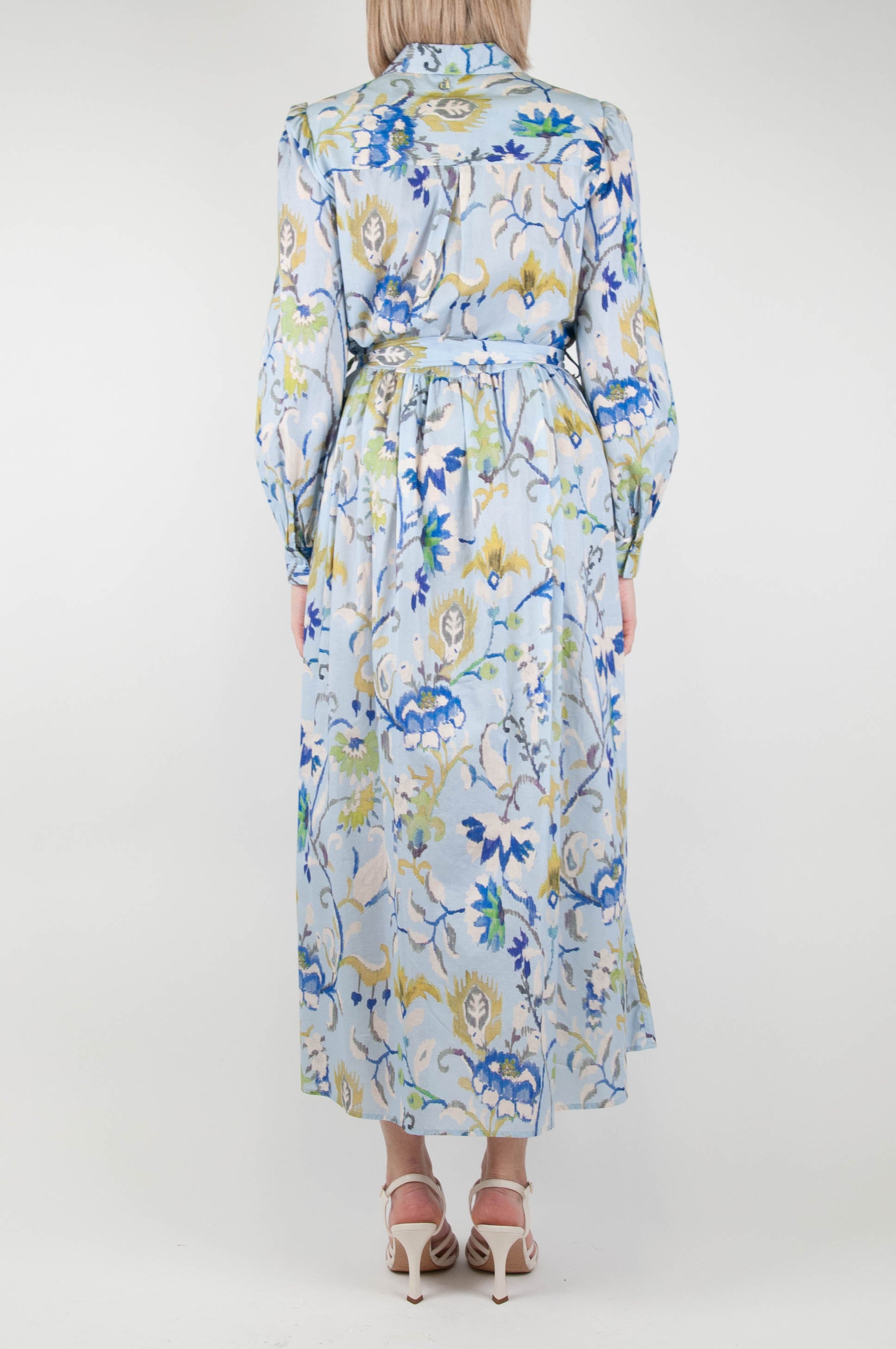 Dixie - Floral patterned shirtdress in cotton muslin with fabric belt