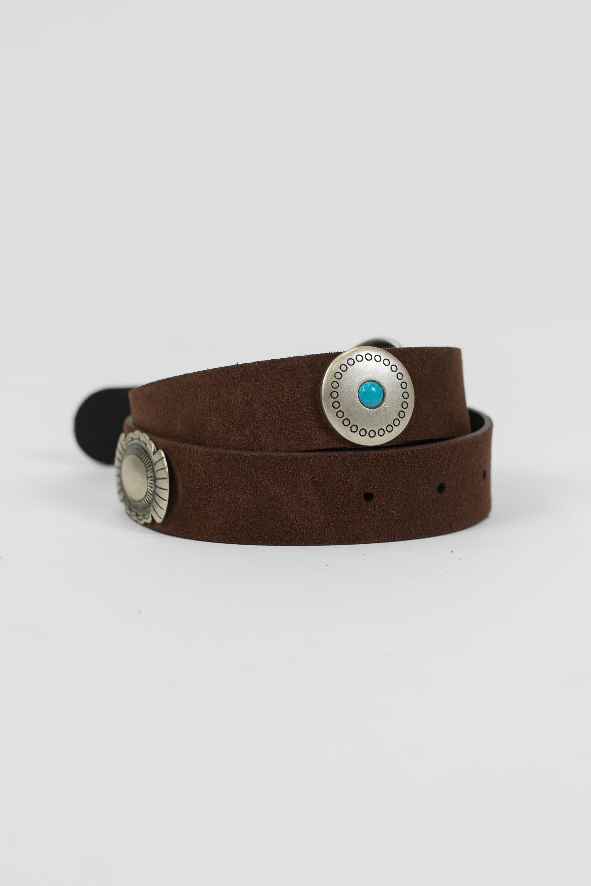 Haveone - Cintura in pelle scamosciata con applicazione a contrasto e fibbia tramata in acciaio