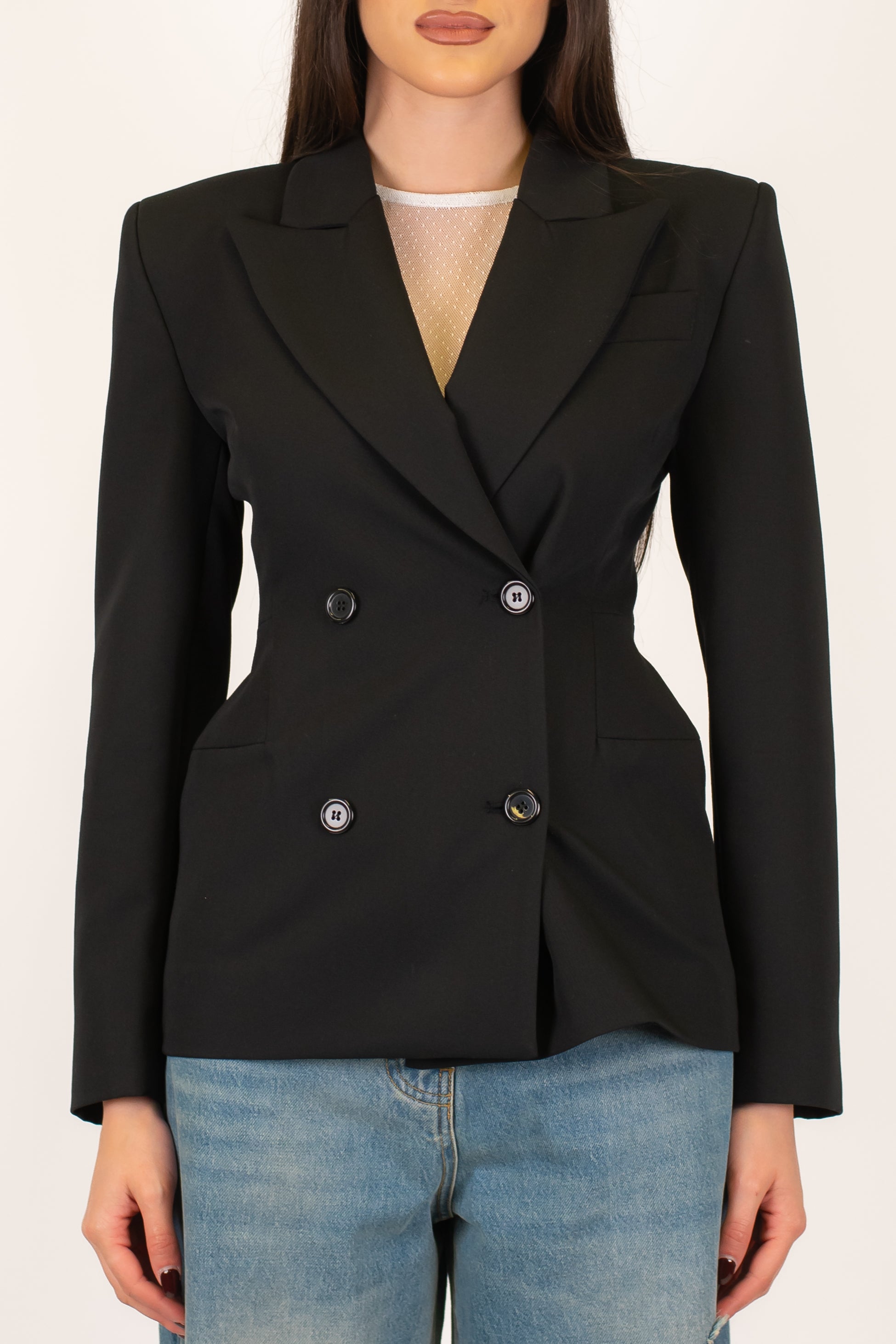 Dixie - Giacca doppiopetto slim con spalline